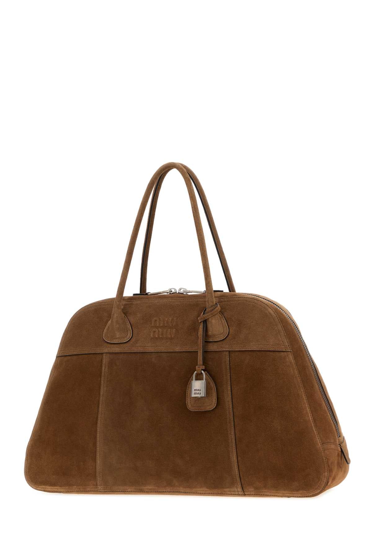 Miu Miu Women Brown Suede Vivant Shopping Bag
