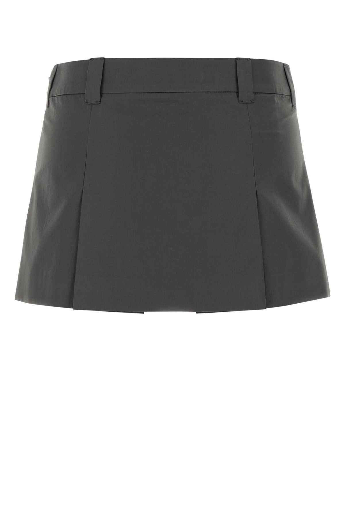 Miu Miu Women Charcoal Poplin Mini Skirt
