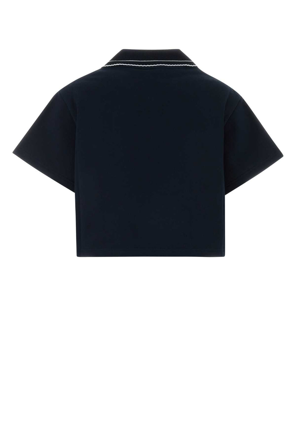 Miu Miu Women Navy Blue Cotton Oversize Polo Shirt