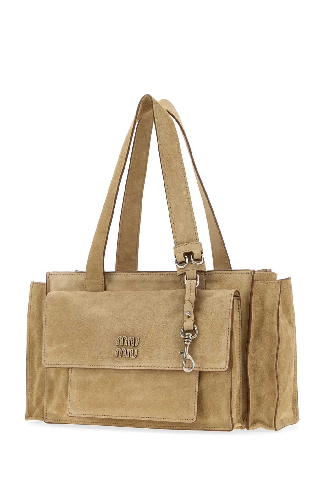 Miu Miu Women Beige Suede Utilitaire Shopping Bag
