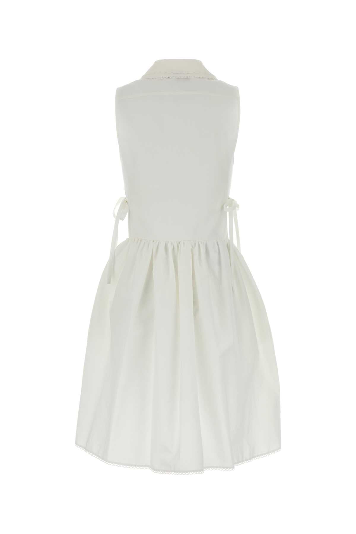 Miu Miu Women White Cotton Blend Mini Dress