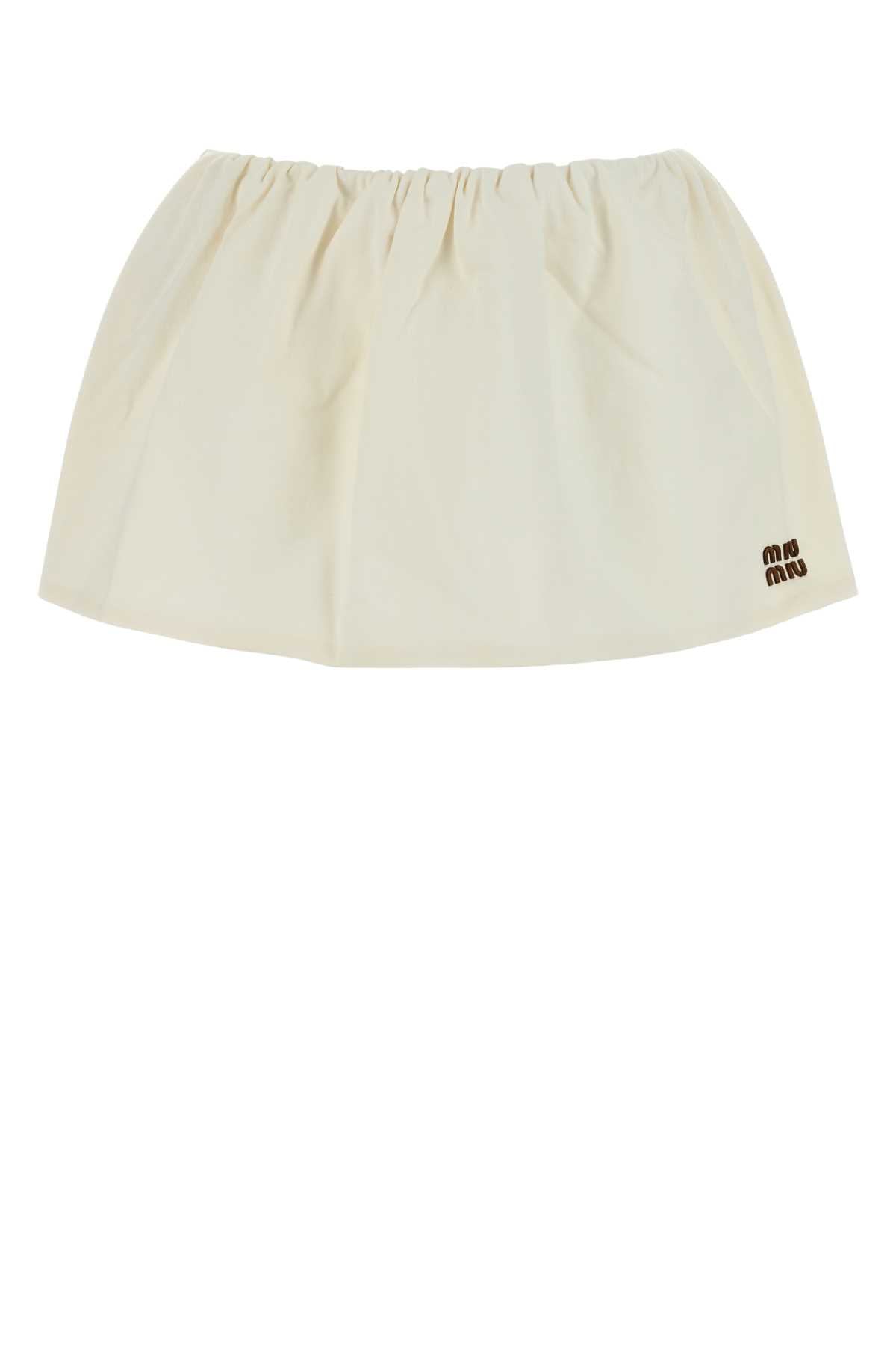 Miu Miu Women Ivory Cotton Mini Skirt
