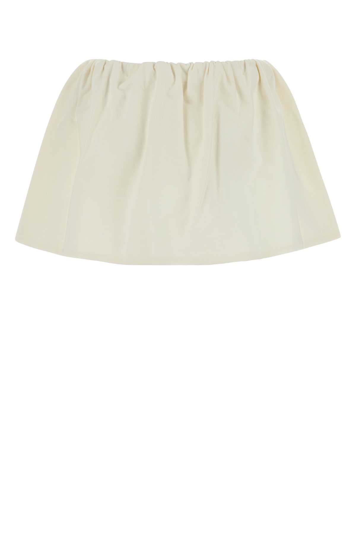 Miu Miu Women Ivory Cotton Mini Skirt