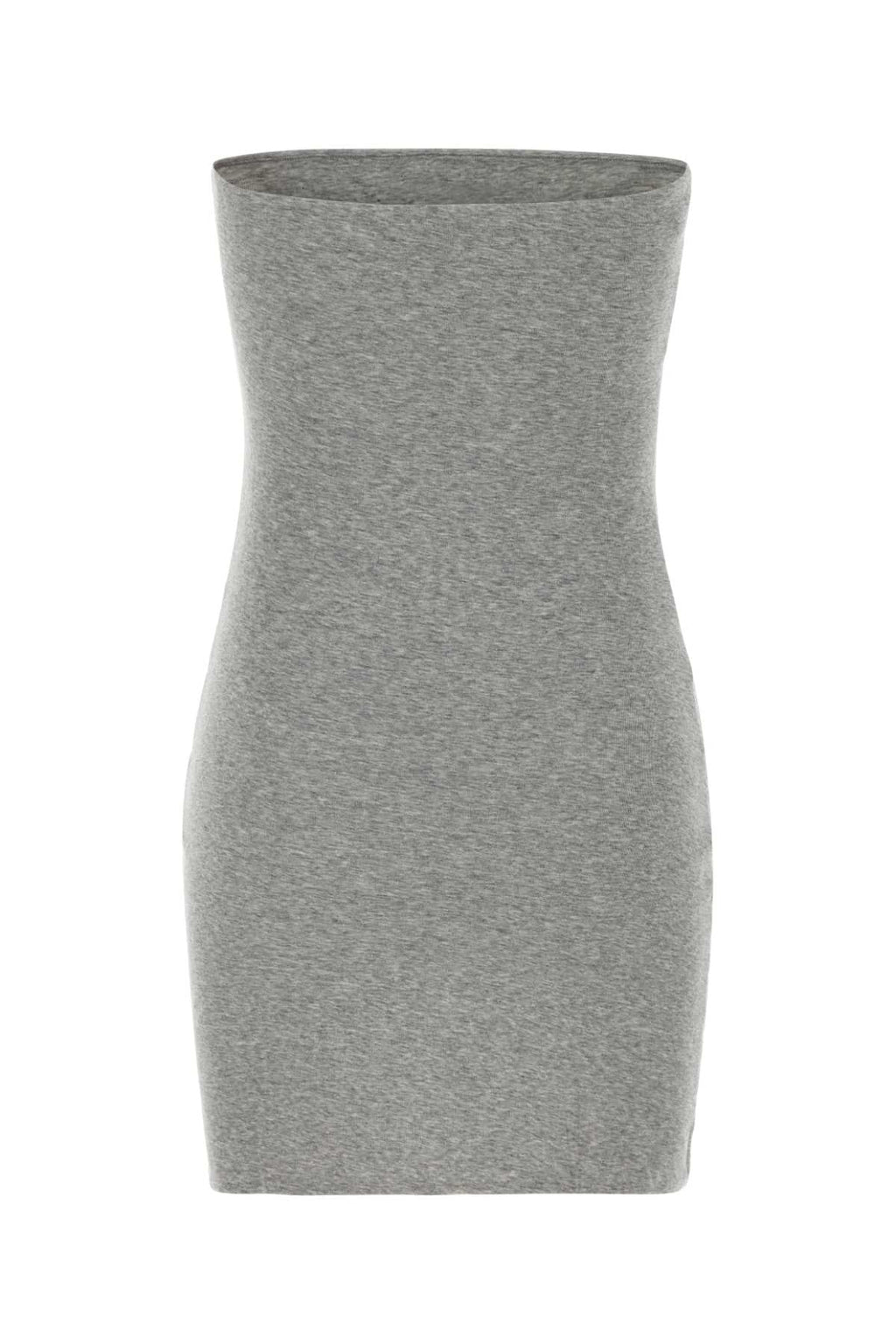 Miu Miu Women Melange Grey Cotton Mini Dress