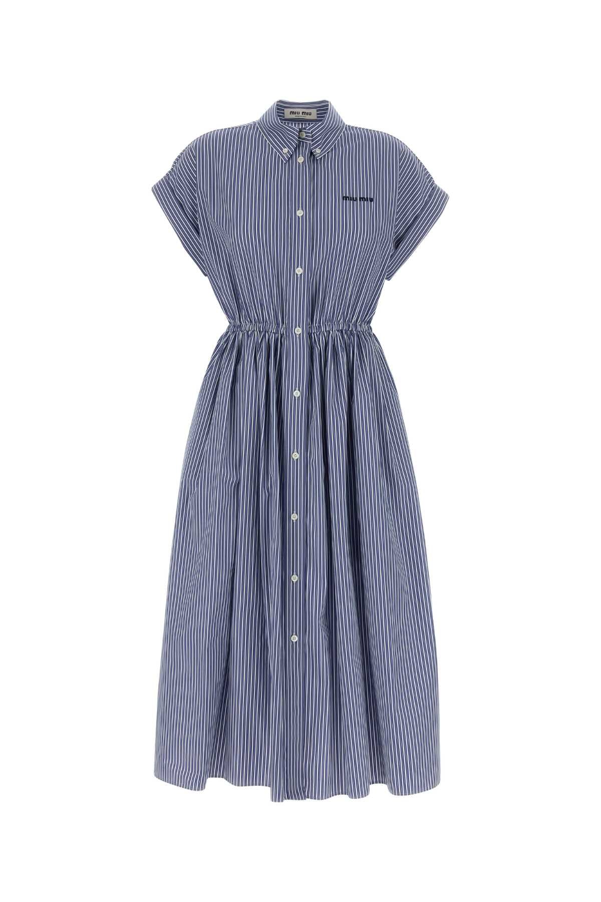 Miu Miu Women Embroidered Poplin Shirt Dress