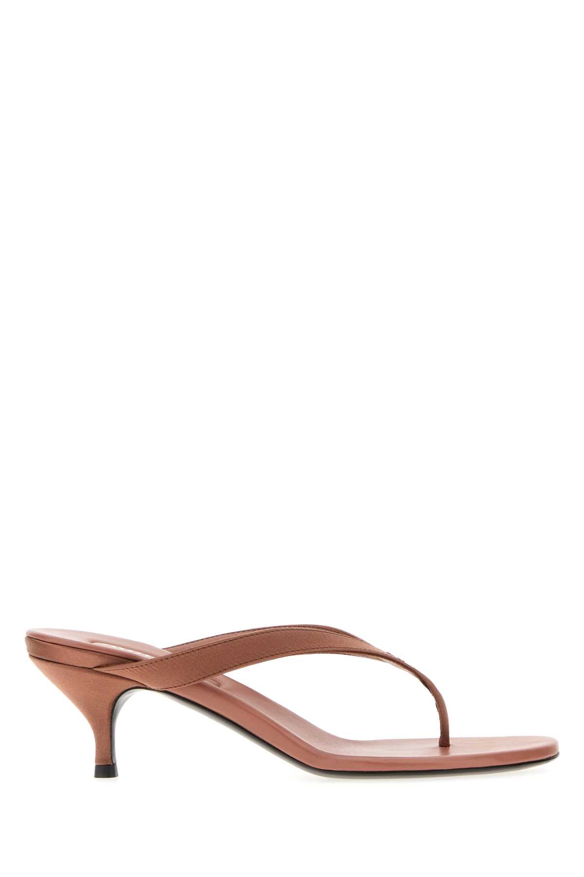 Miu Miu Women Antiqued Pink Satin Thong Slippers