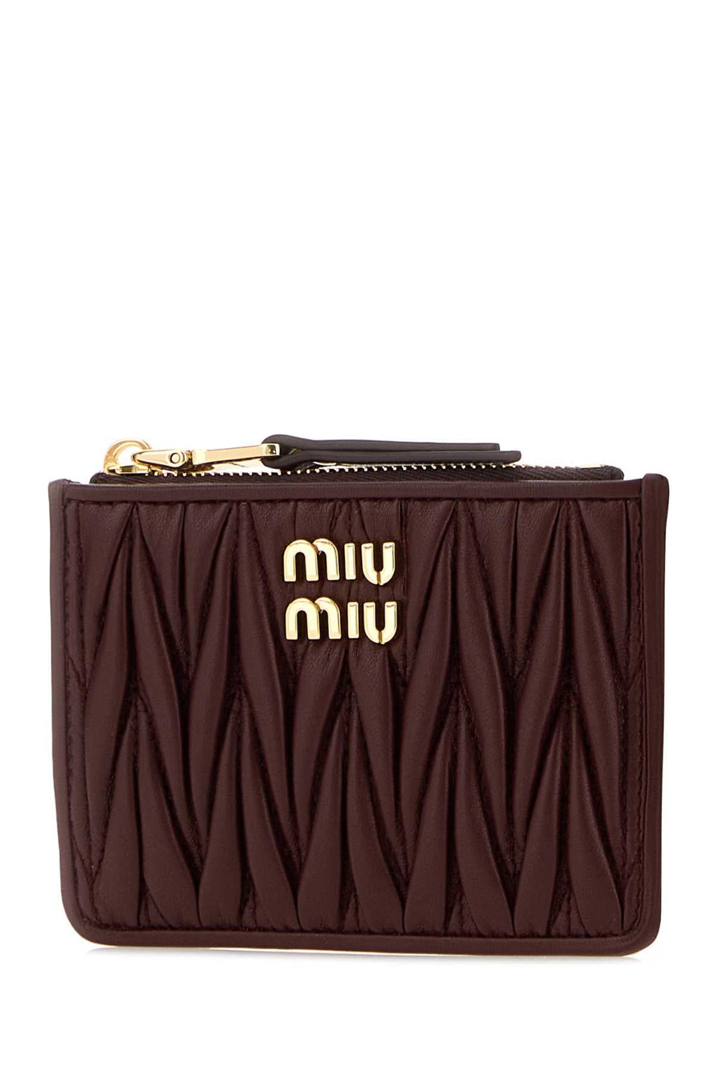Miu Miu Women Burgundy Nappa Leather Card Holder