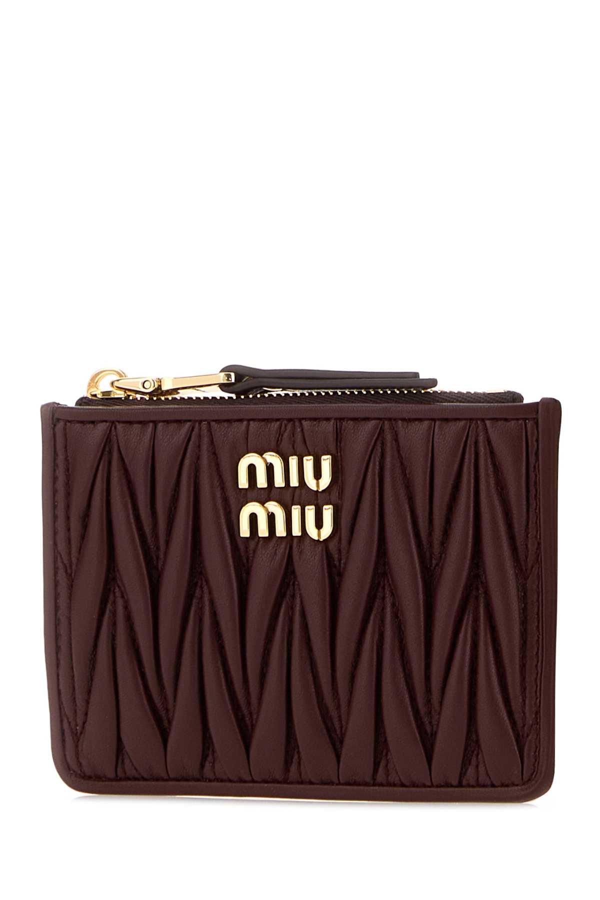 Miu Miu Women Burgundy Nappa Leather Card Holder