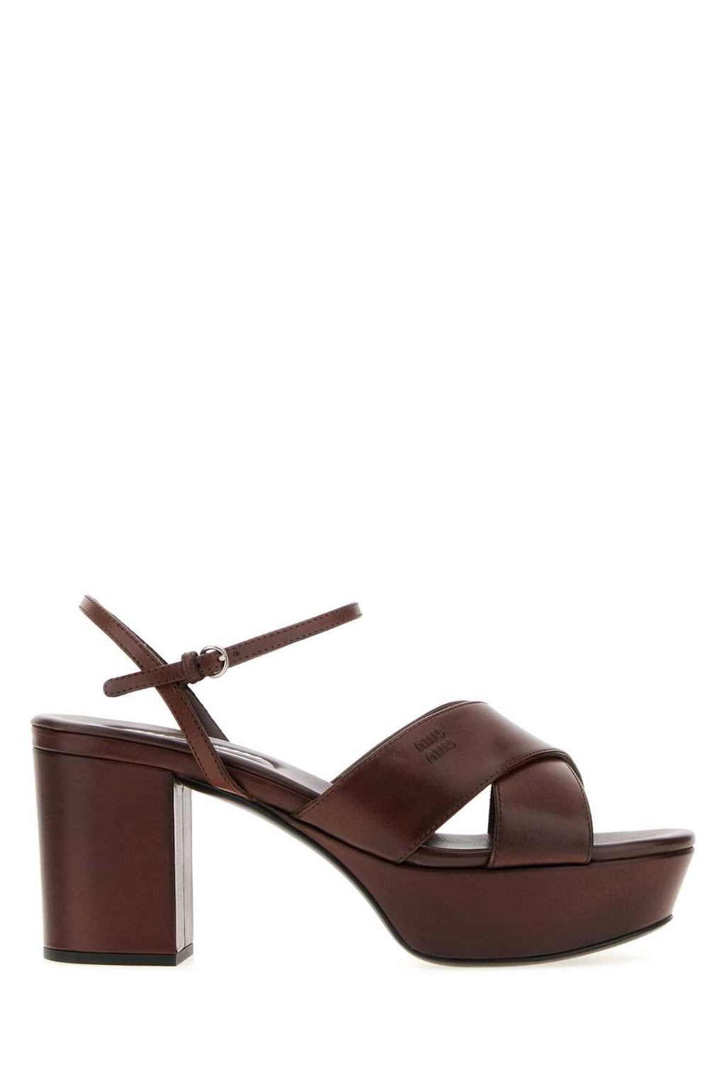 Miu Miu Women Chocolate Leather Sandals
