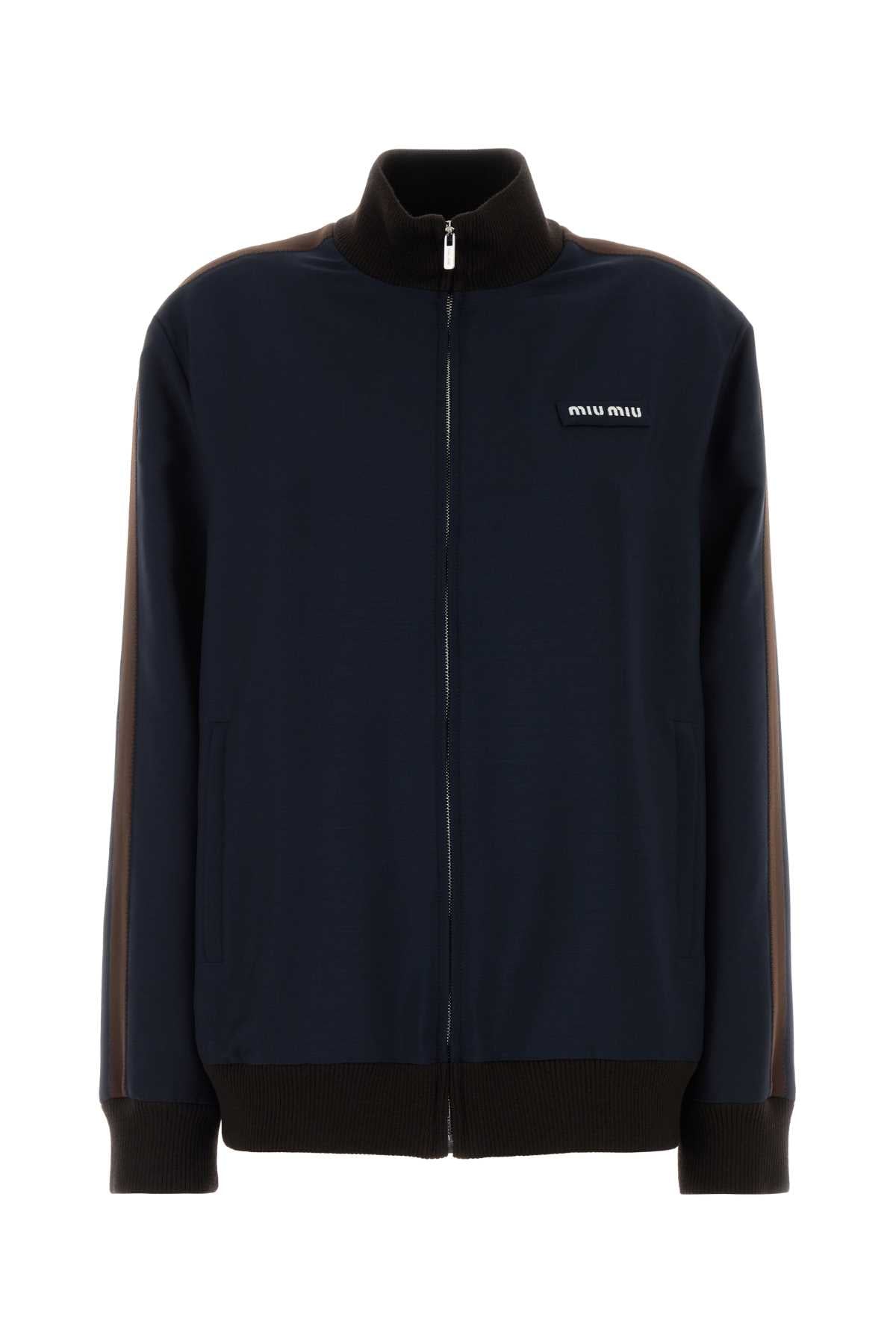 Miu Miu Women Navy Blue Mohair Blend Sweatshirt