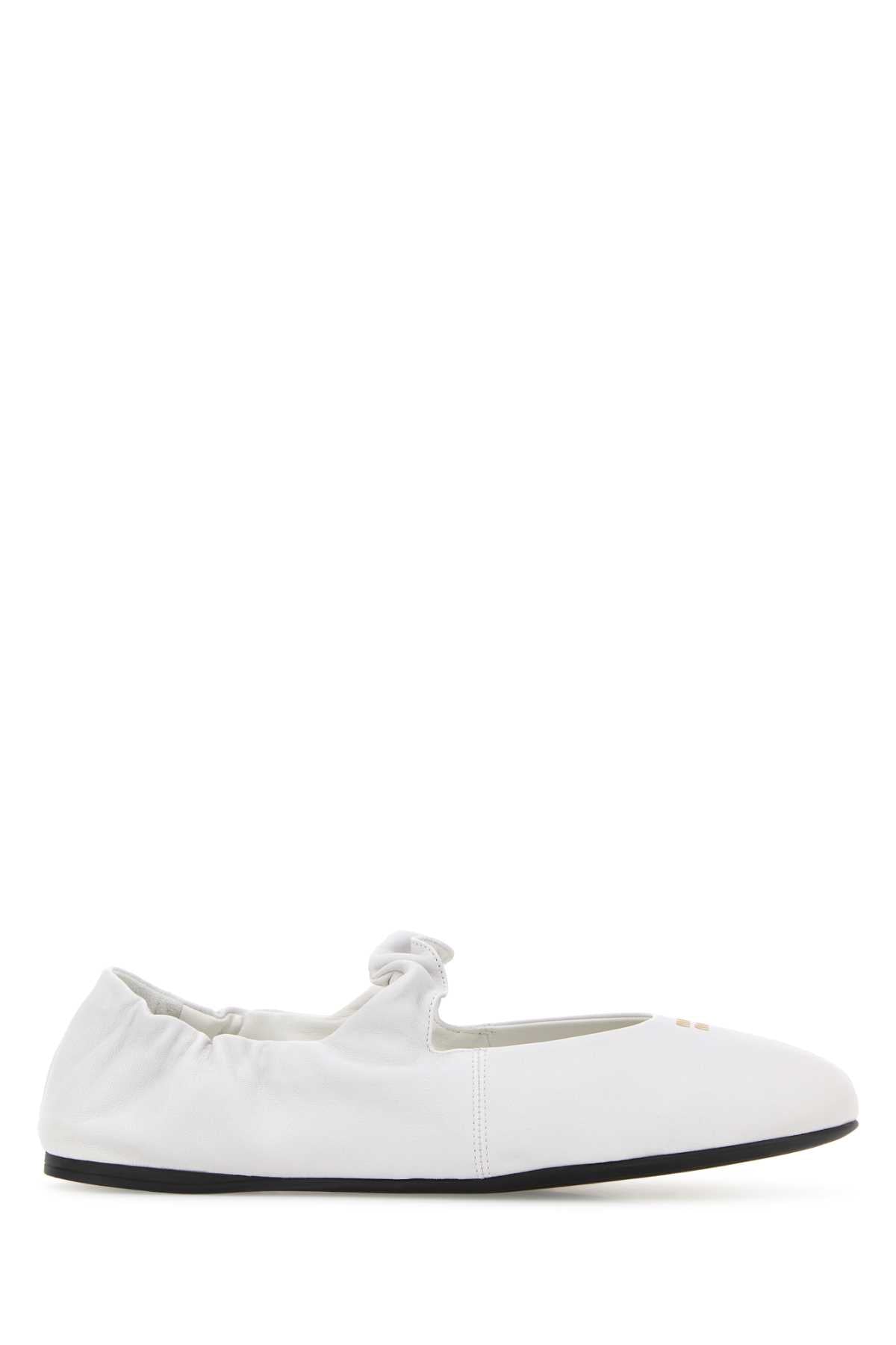 Miu Miu Women White Nappa Leather Ballerinas