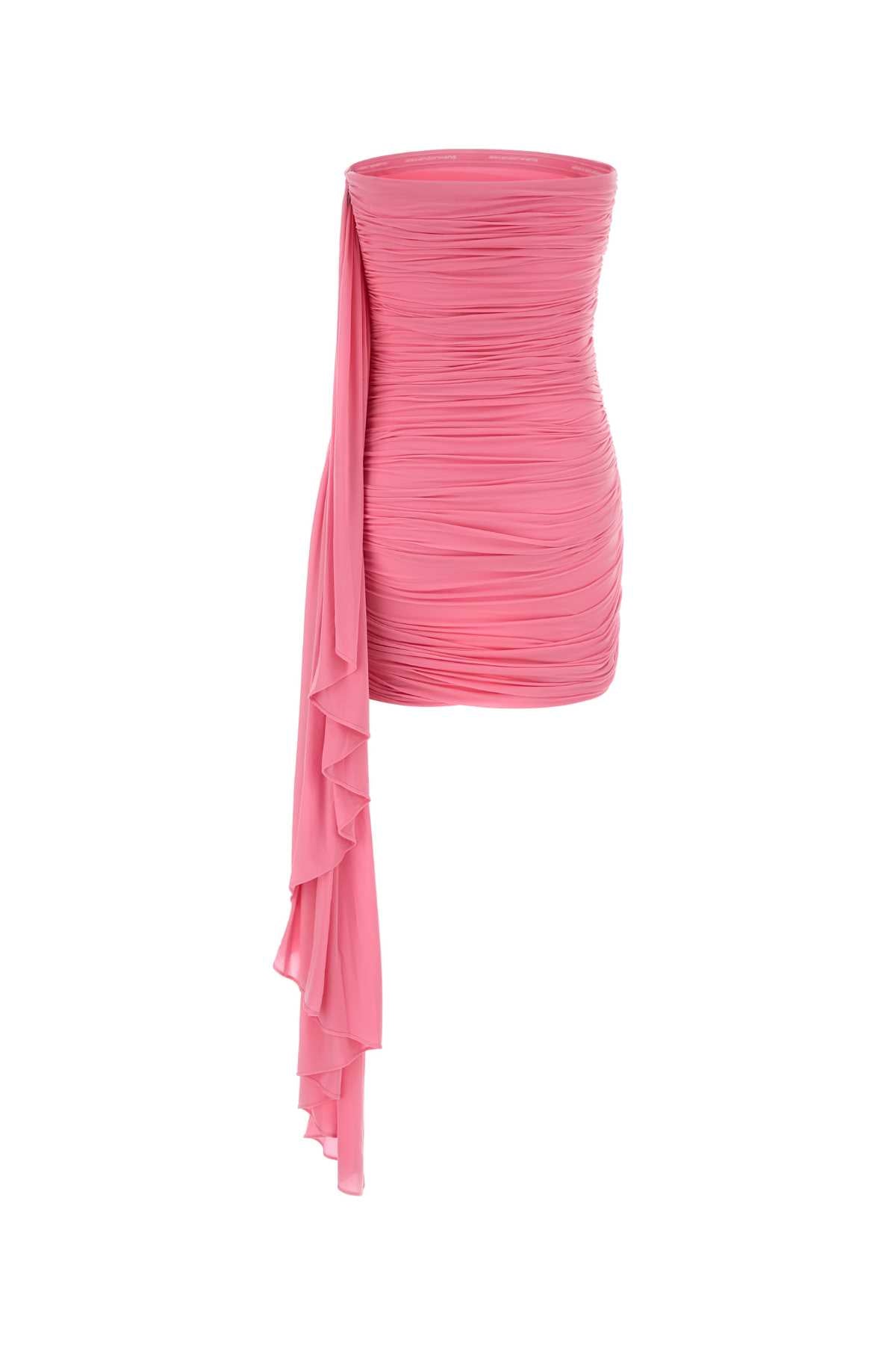Alexander Wang Women Fluo Pink Stretch Cupro Mini Dress