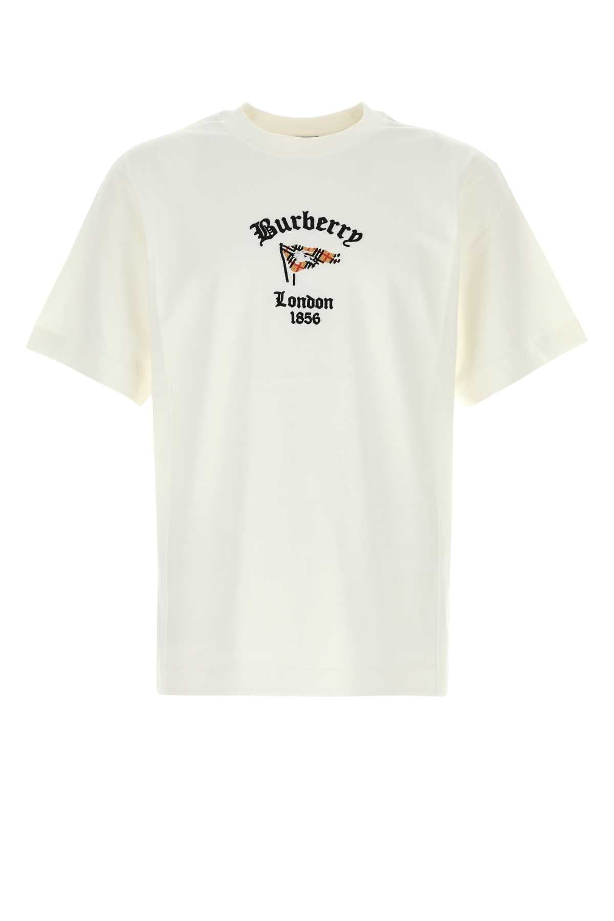 Burberry Men White Cotton T-Shirt