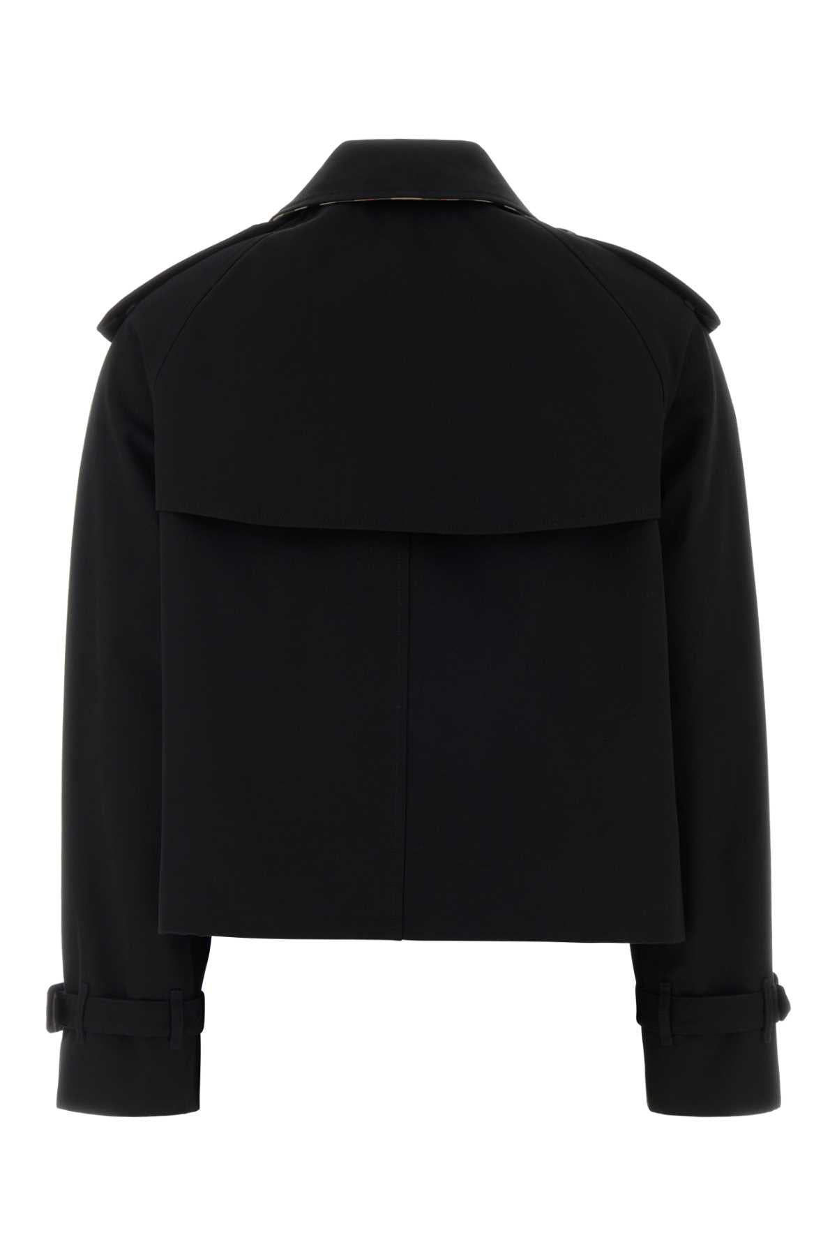 Burberry Women Black Cotton Myfair Trench Coat