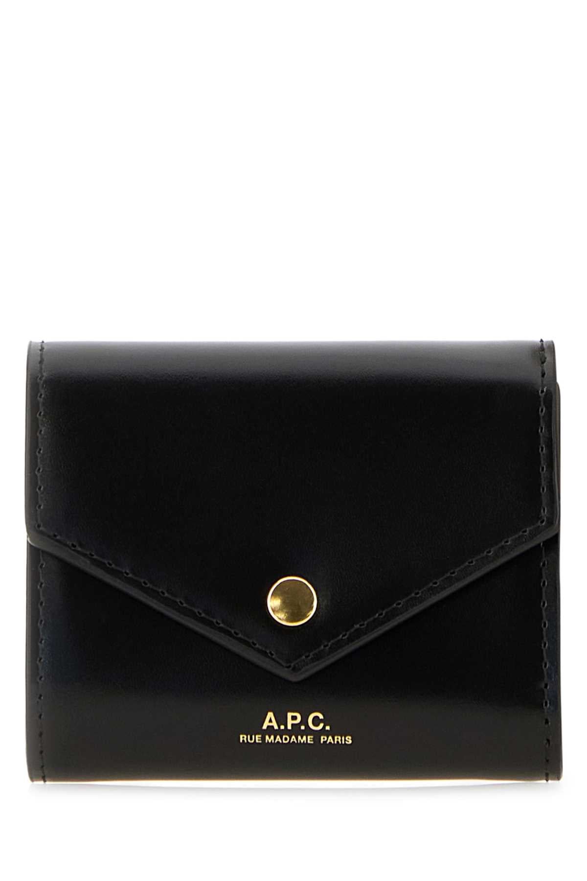 A.P.C. Women Black Leather Envelope Coin Purse