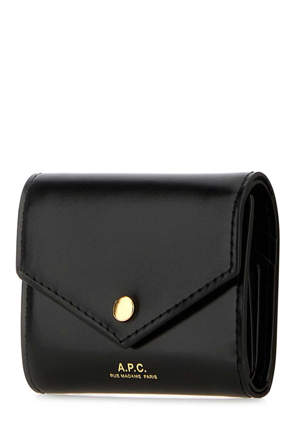 A.P.C. Women Black Leather Envelope Coin Purse