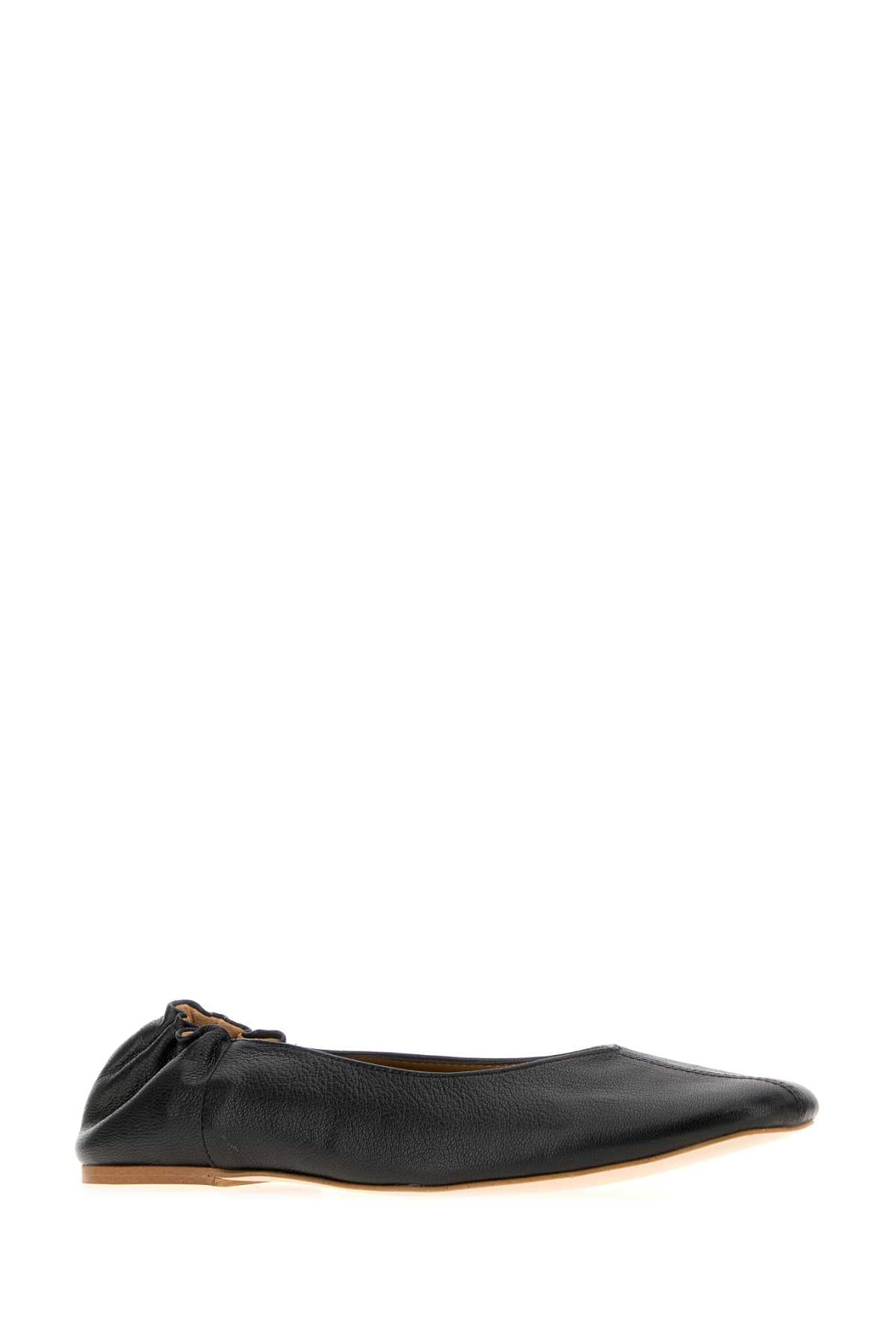 A.P.C. Women Black Leather Juliet Ballerinas