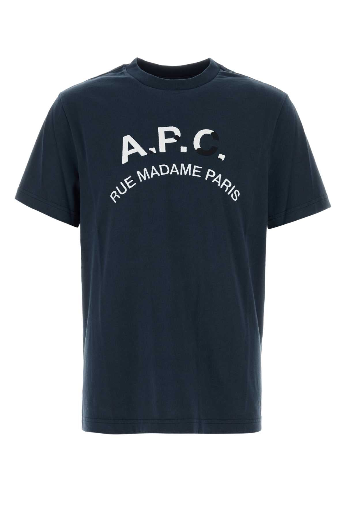 A.P.C. Men Navy Blue Cotton T-Shirt