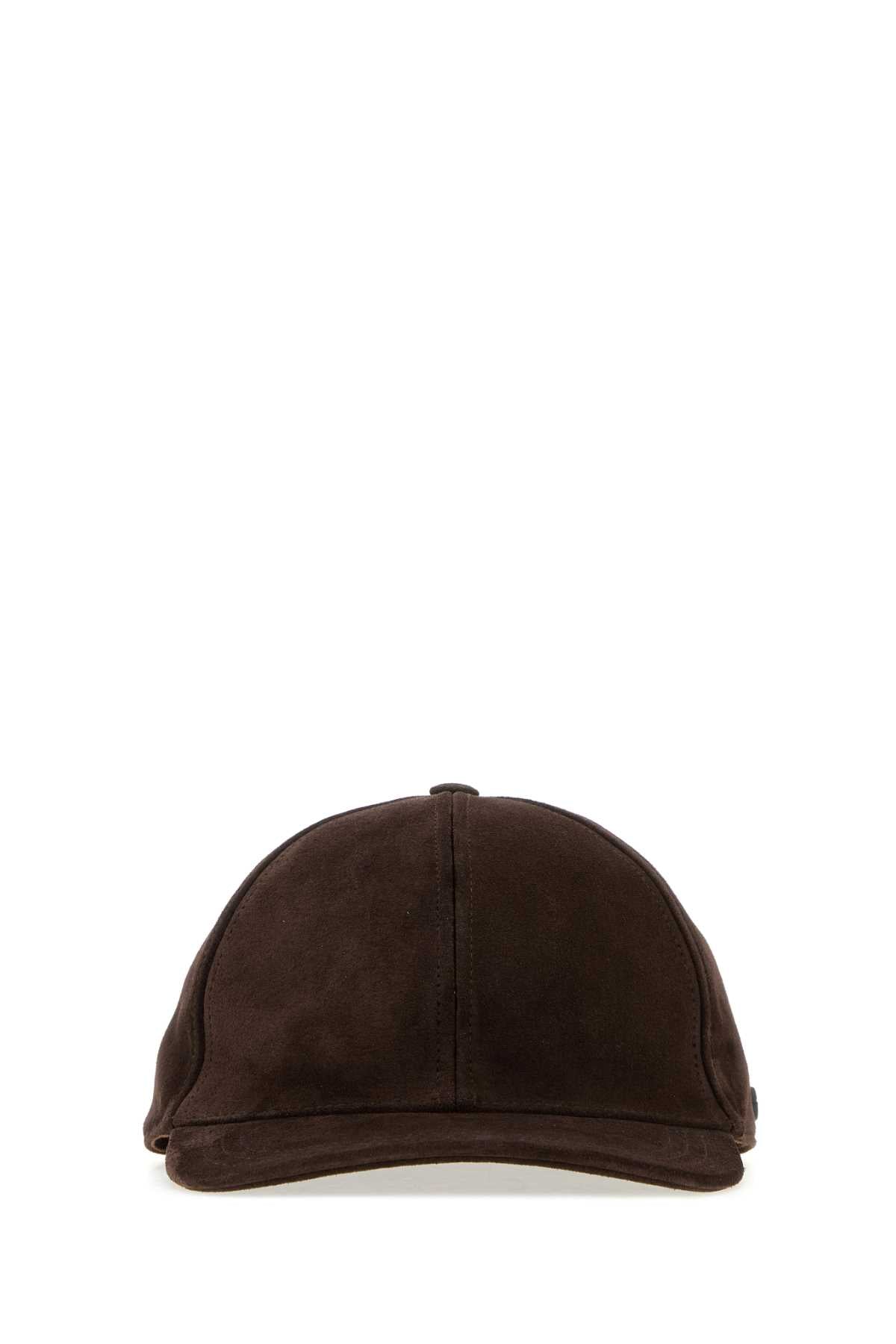 Valentino Garavani Men Brown Suede Baseball Cap