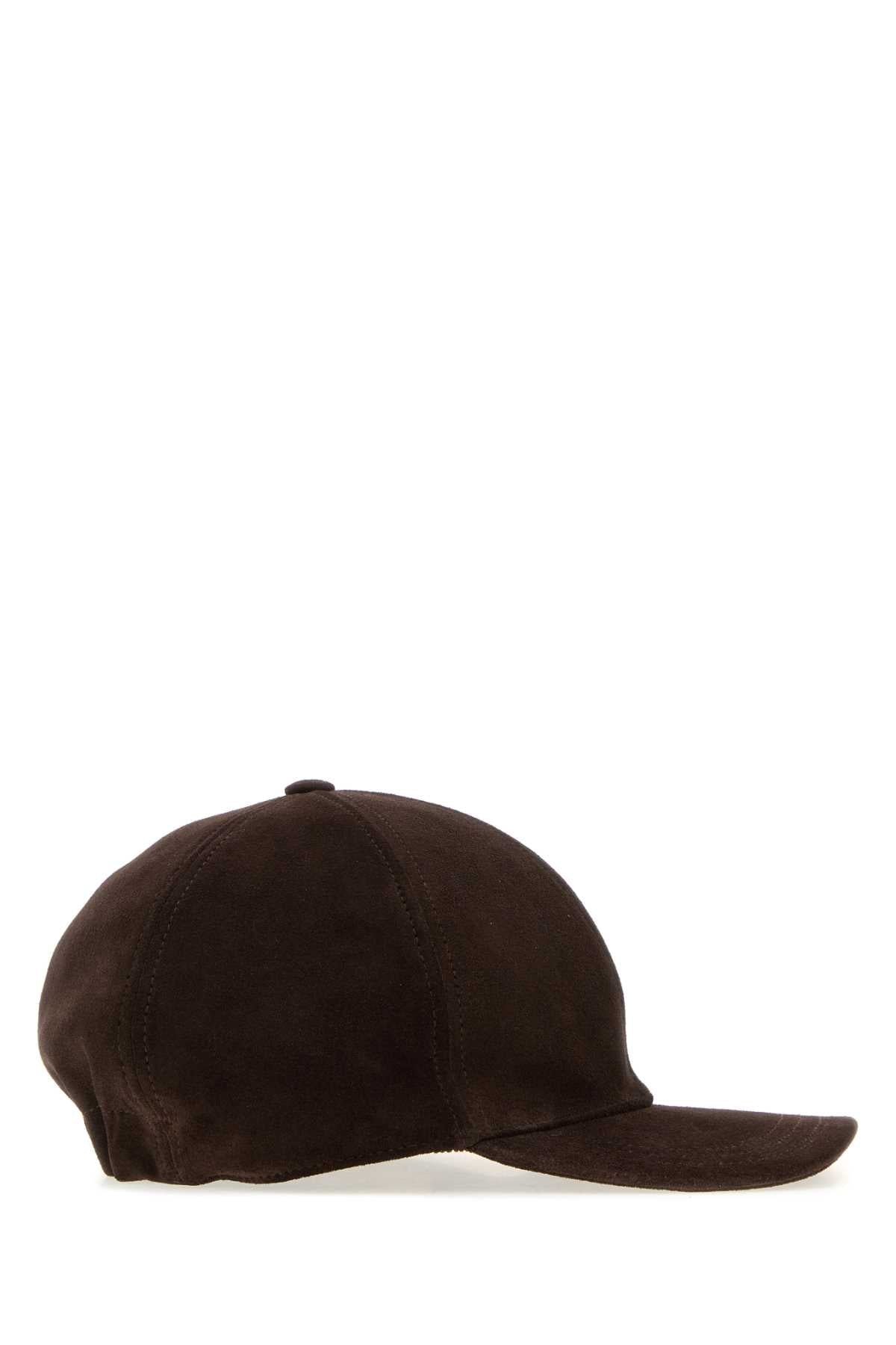 Valentino Garavani Men Brown Suede Baseball Cap