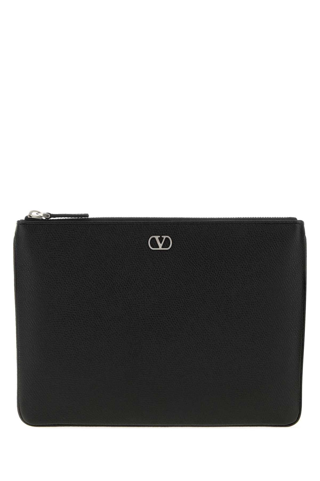 Valentino Garavani Men Black Leather Vlogo Signature Clutch
