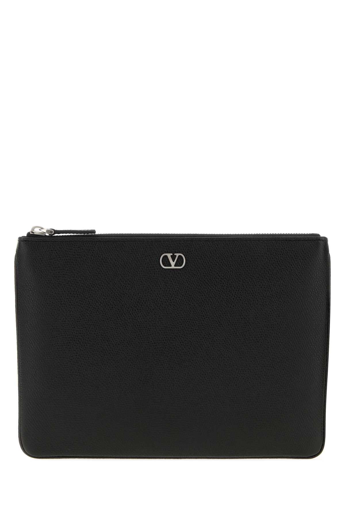 Valentino Garavani Men Black Leather Vlogo Signature Clutch