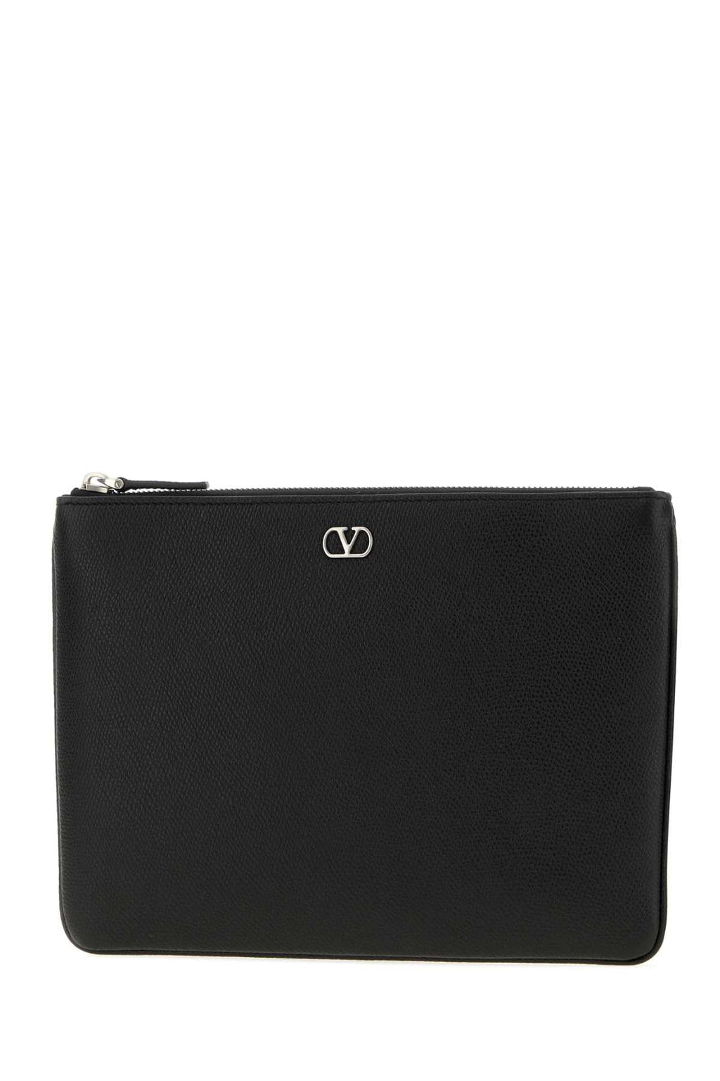 Valentino Garavani Men Black Leather Vlogo Signature Clutch