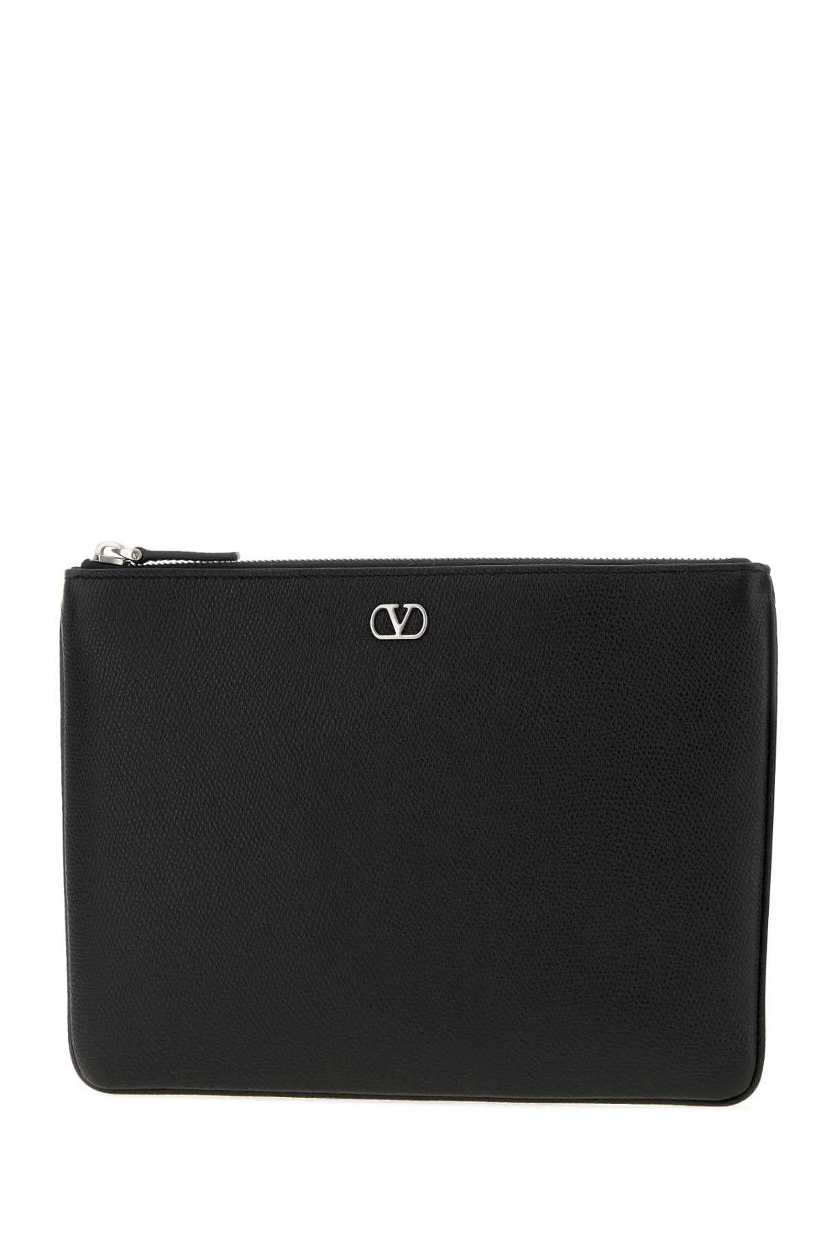 Valentino Garavani Men Black Leather Vlogo Signature Clutch