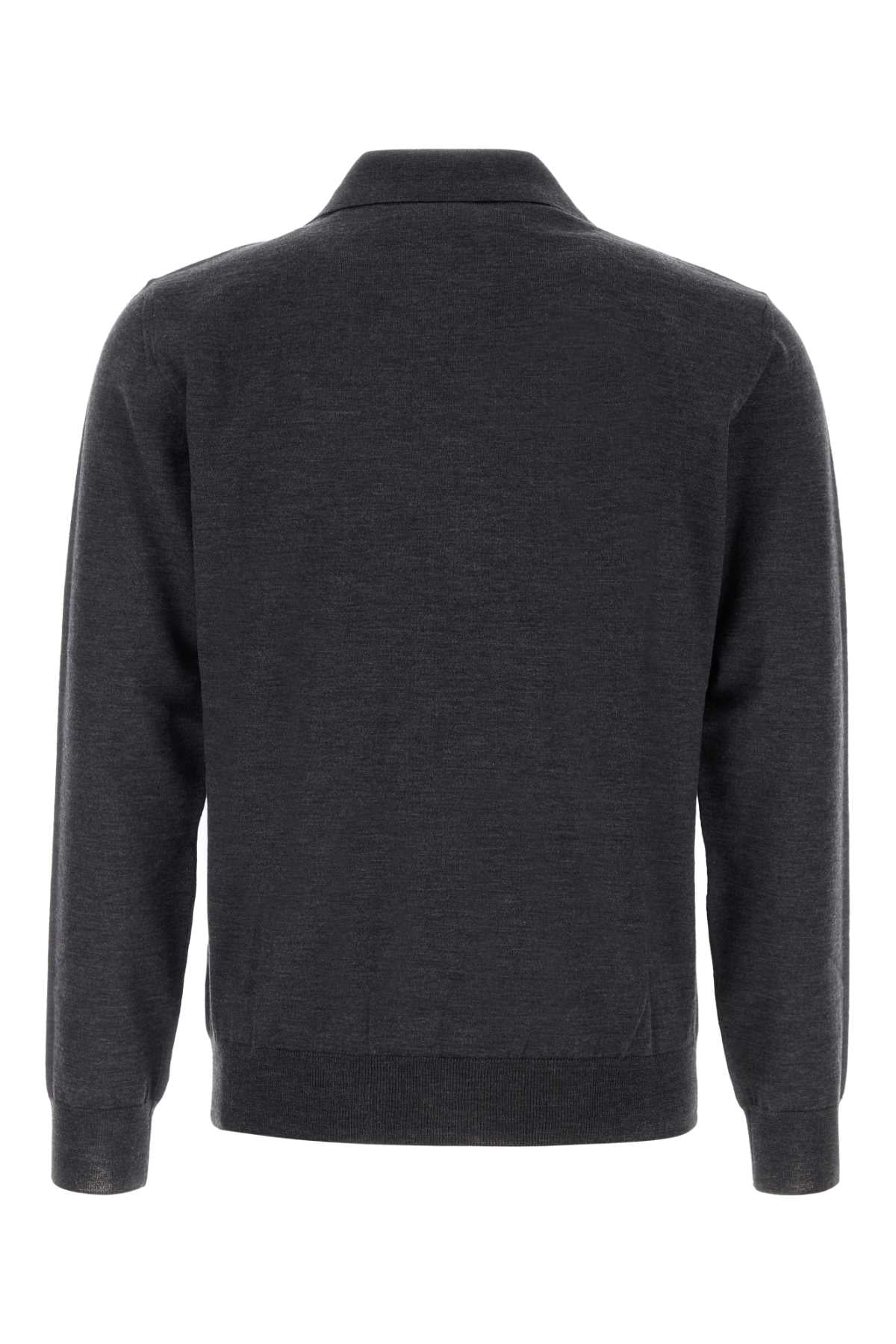 Valentino Garavani Men Charcoal Wool Polo Shirt