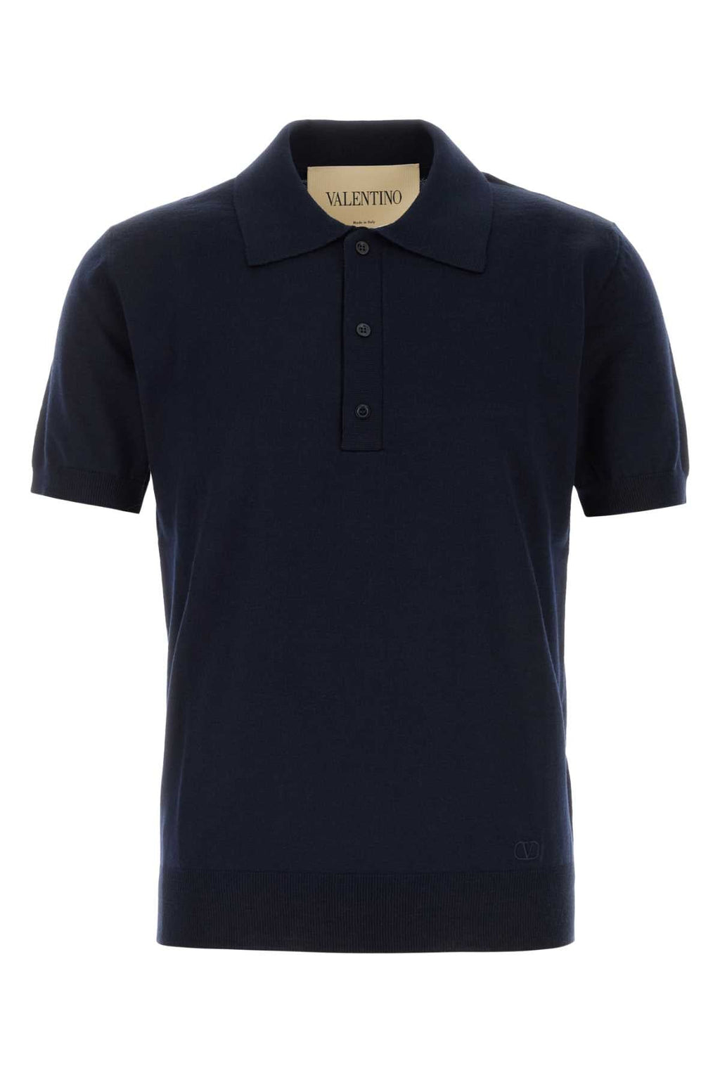 Valentino Garavani Men Midnight Blue Wool Polo Shirt