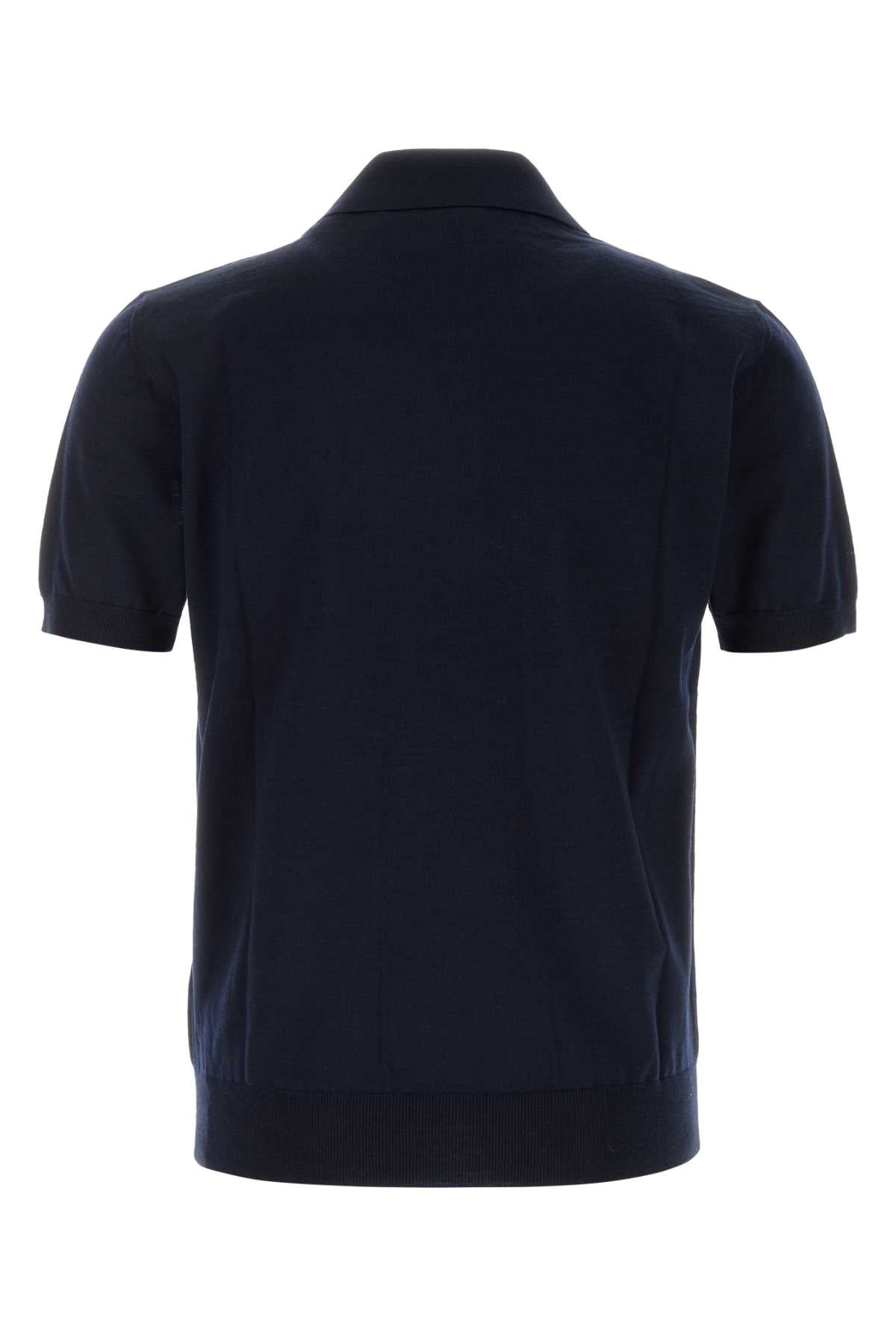 Valentino Garavani Men Midnight Blue Wool Polo Shirt
