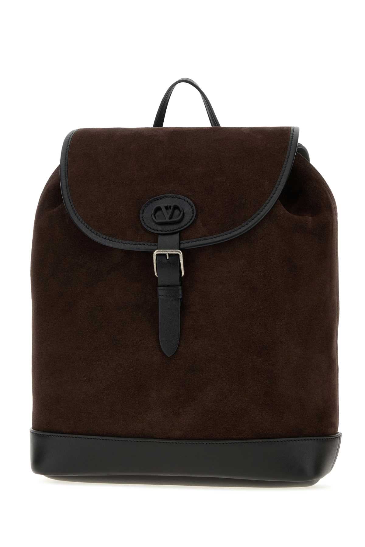 Valentino Garavani Men Dark Brown Suede Vlogo Signature Backpack