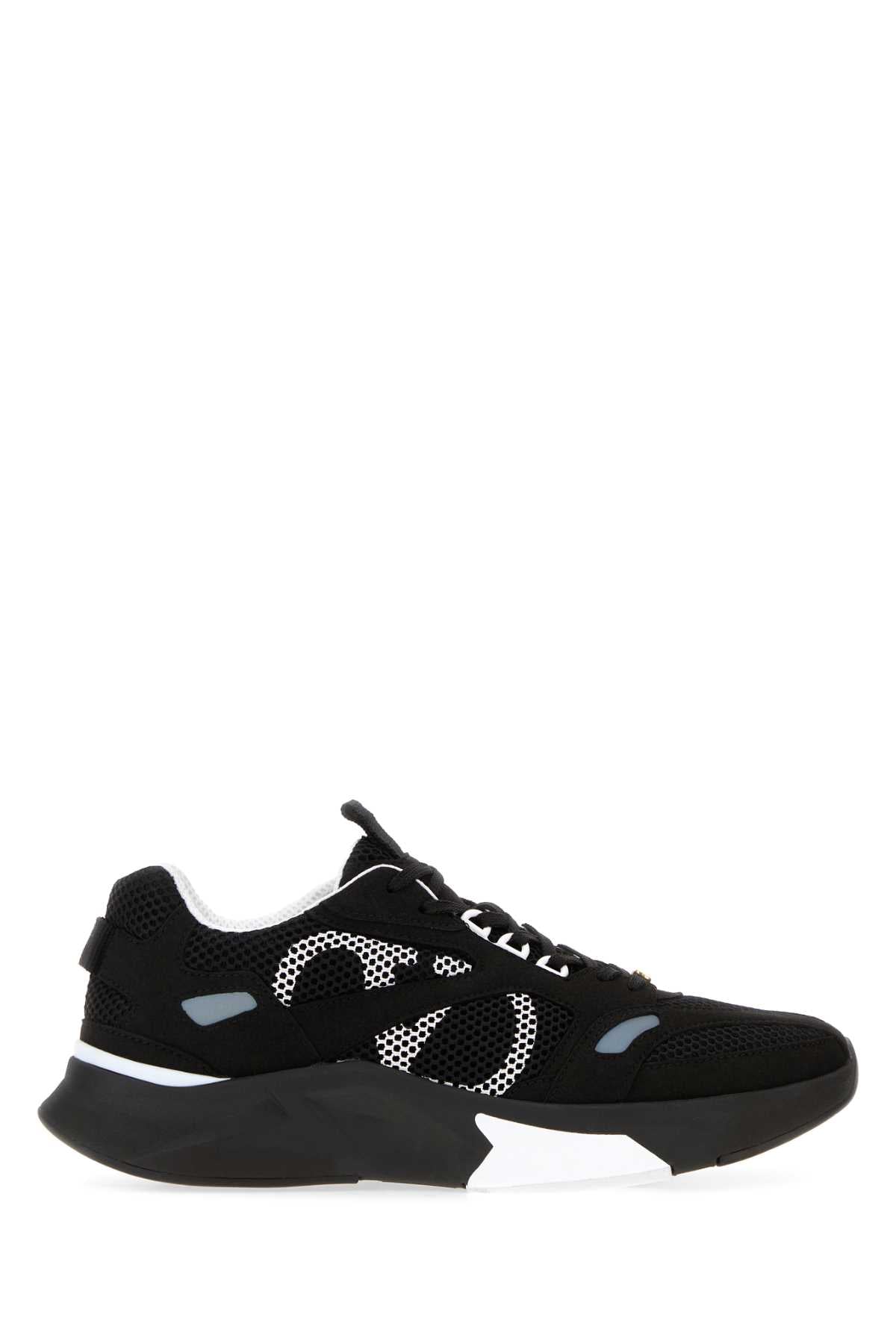 Valentino Garavani Men Black Suede And Mesh Demivee Sneakers