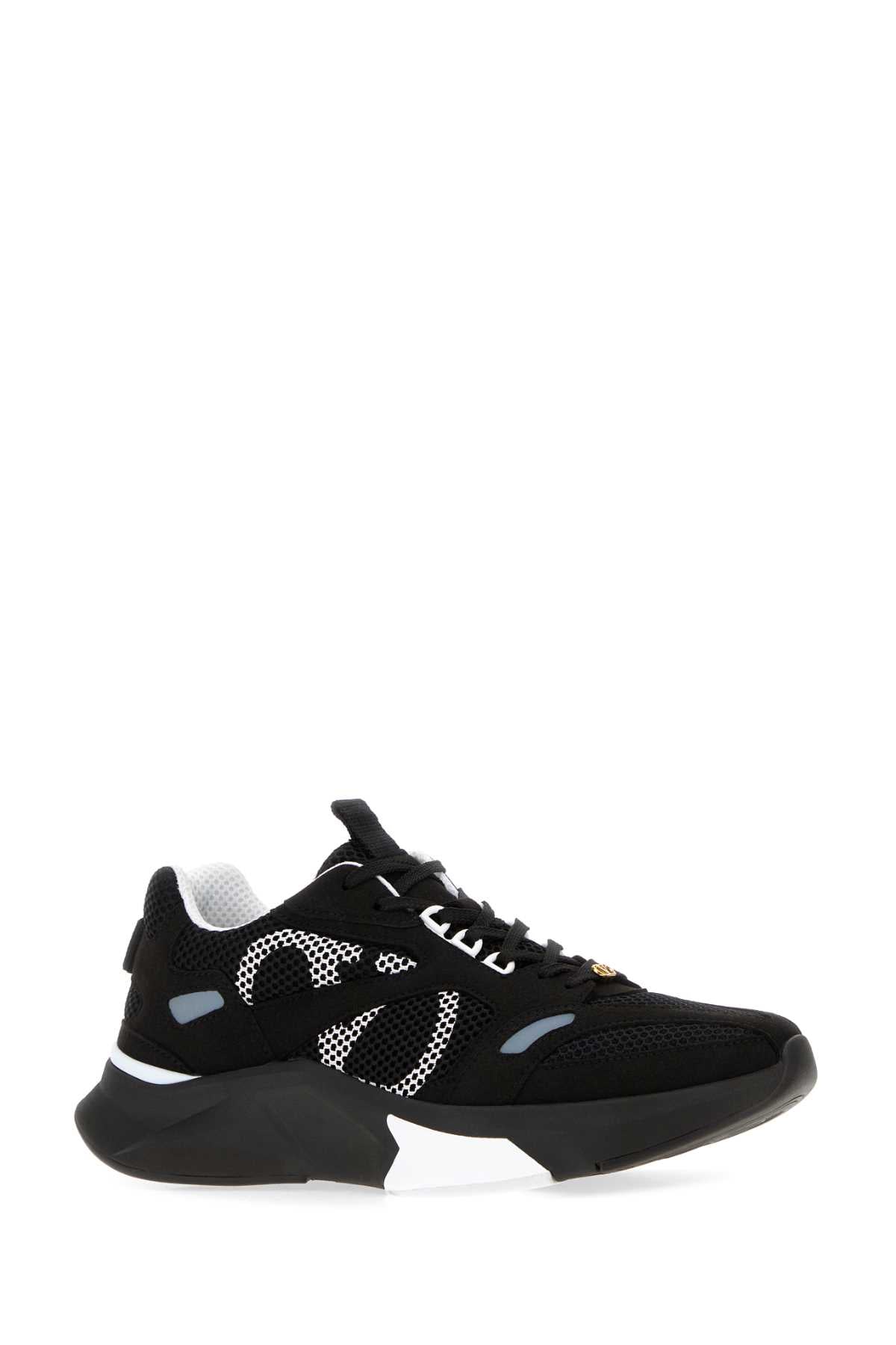 Valentino Garavani Men Black Suede And Mesh Demivee Sneakers