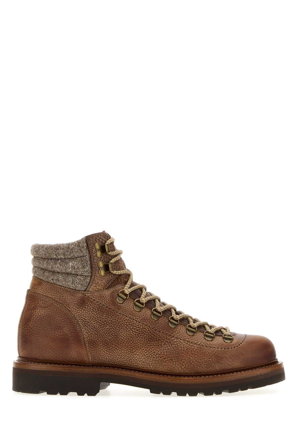 Brunello Cucinelli Men Caramel Leather Ankle Boots