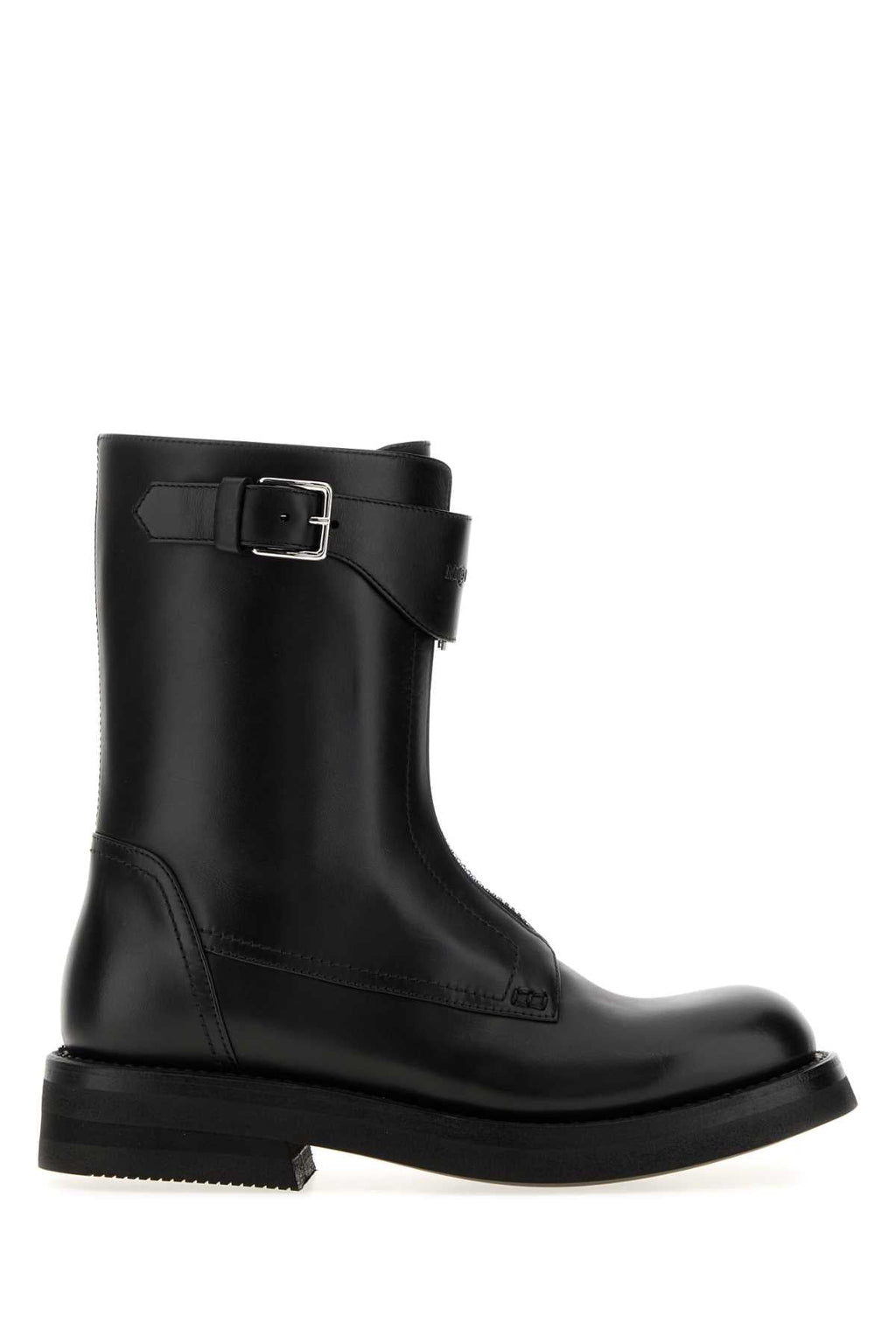 Alexander Mcqueen Women Black Leather Biker Boots