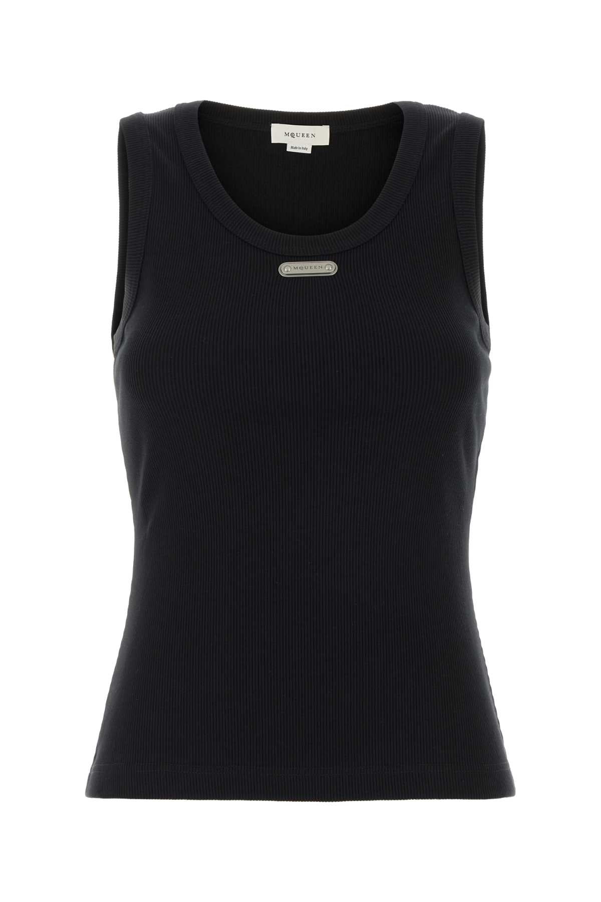 Alexander Mcqueen Women Black Stretch Cotton Tank Top