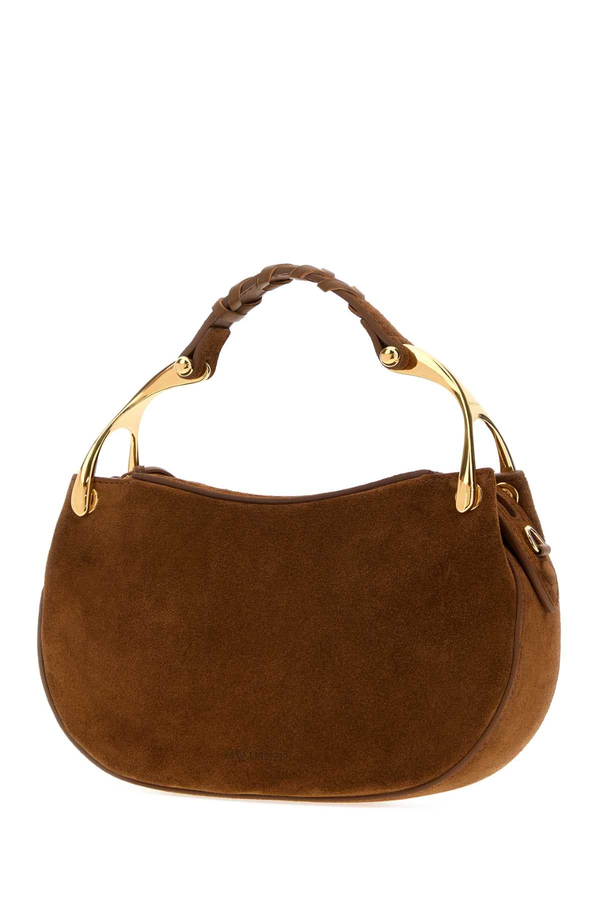 Alexander Mcqueen Women Brown Suede Mini Wishbone Handbag