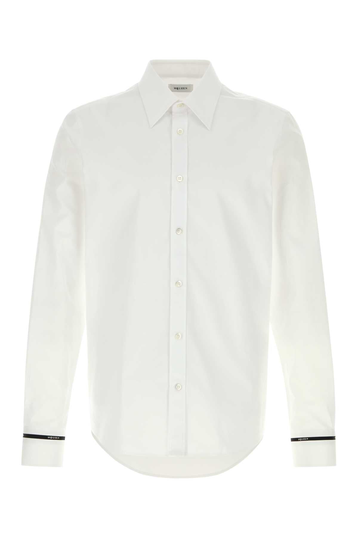 Alexander Mcqueen Men White Poplin Shirt