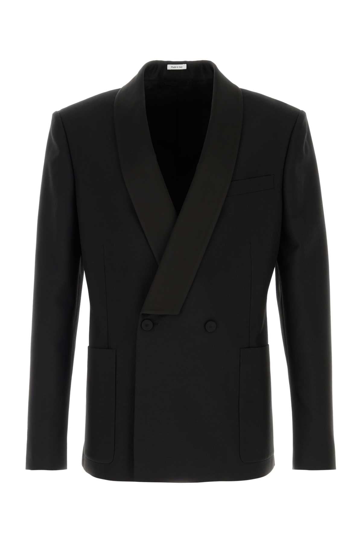 Alexander Mcqueen Men Black Wool Blend Blazer
