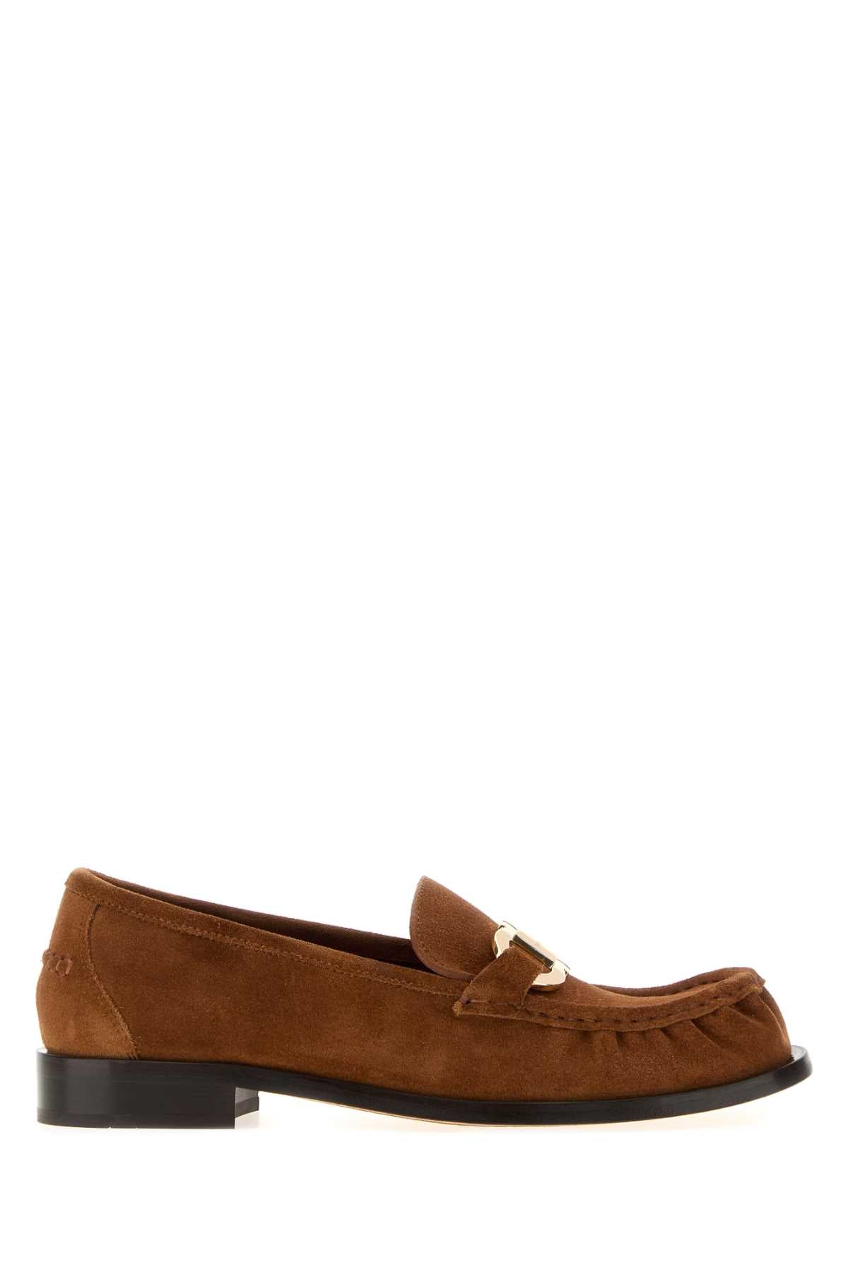 Salvatore Ferragamo Women Camel Suede Maryan Loafers