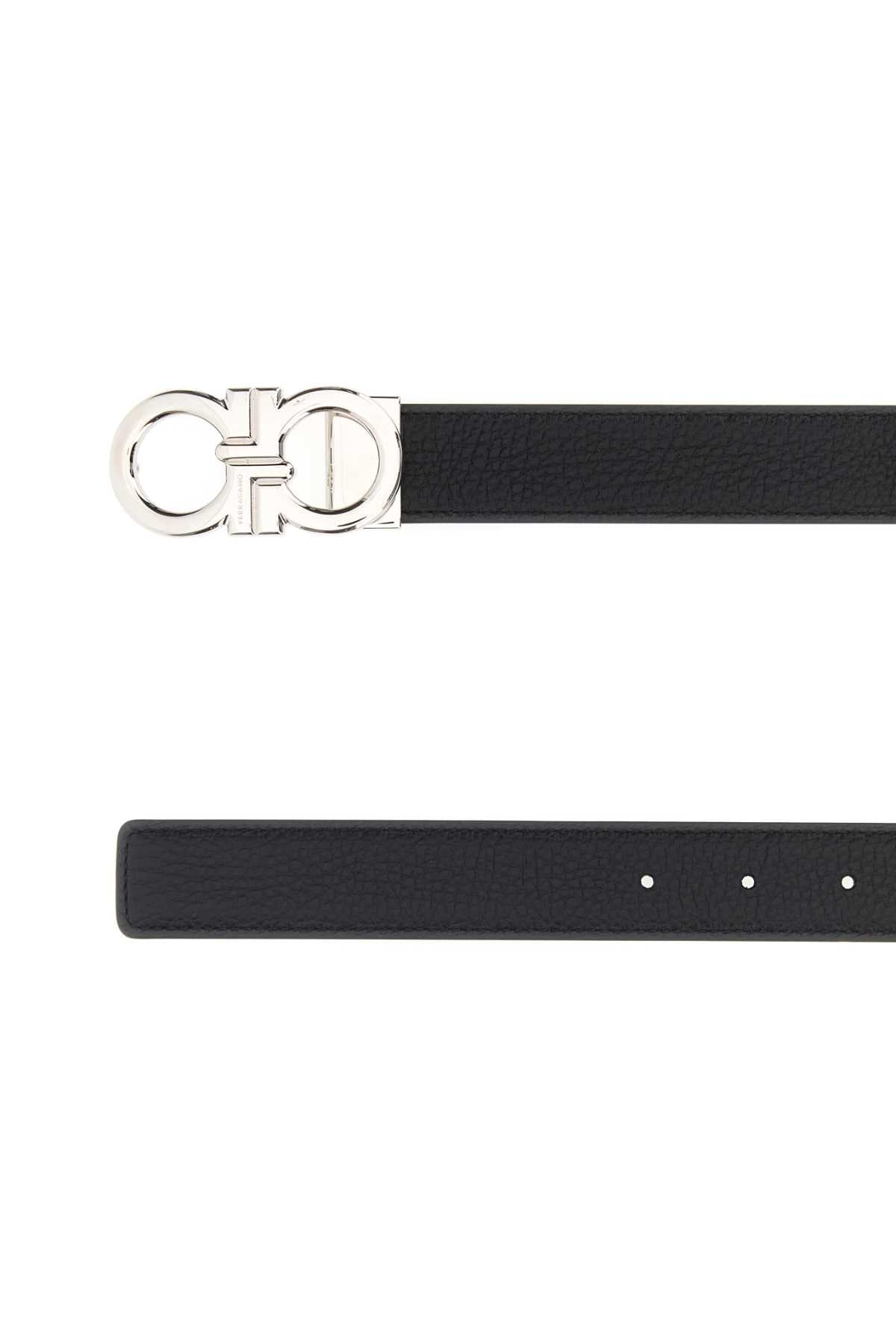 Salvatore Ferragamo Men Black Leather Reversible Belt