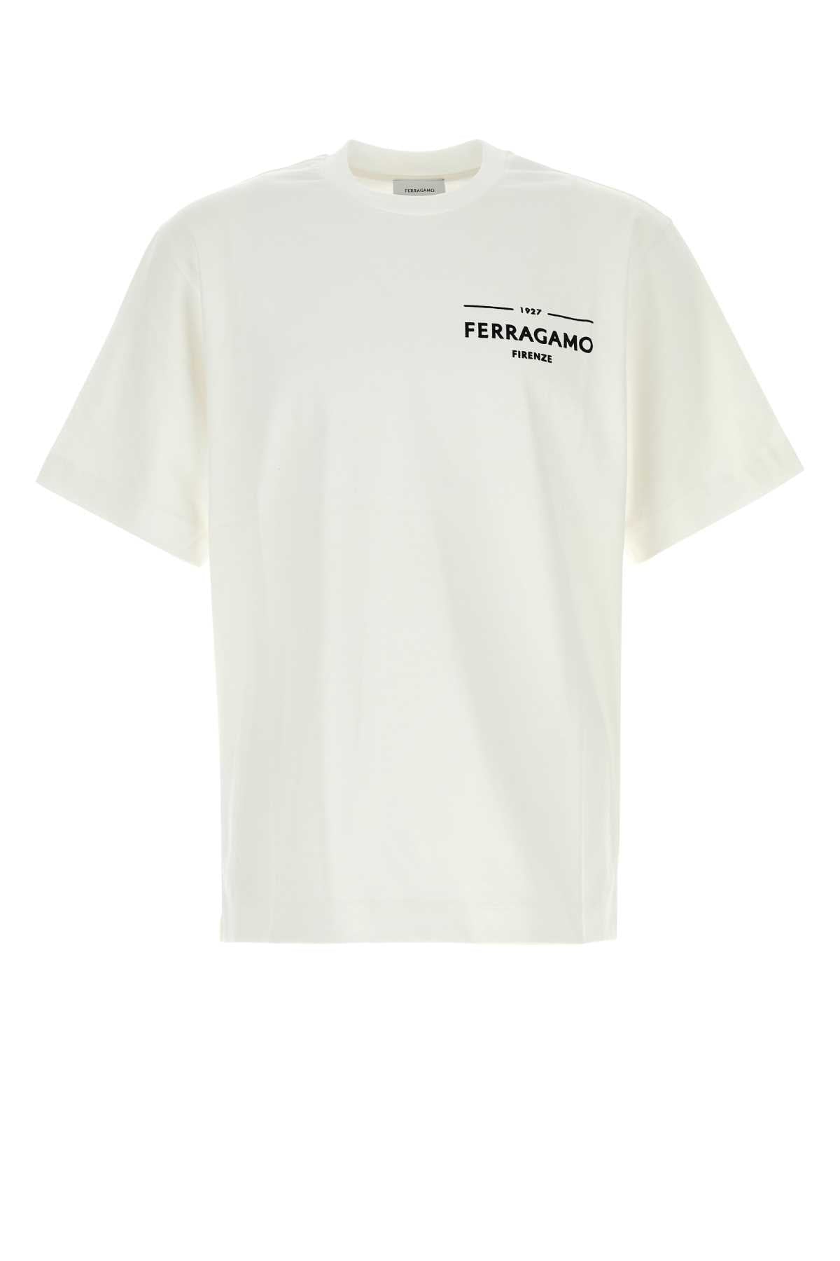 Salvatore Ferragamo Men White Cotton T-Shirt