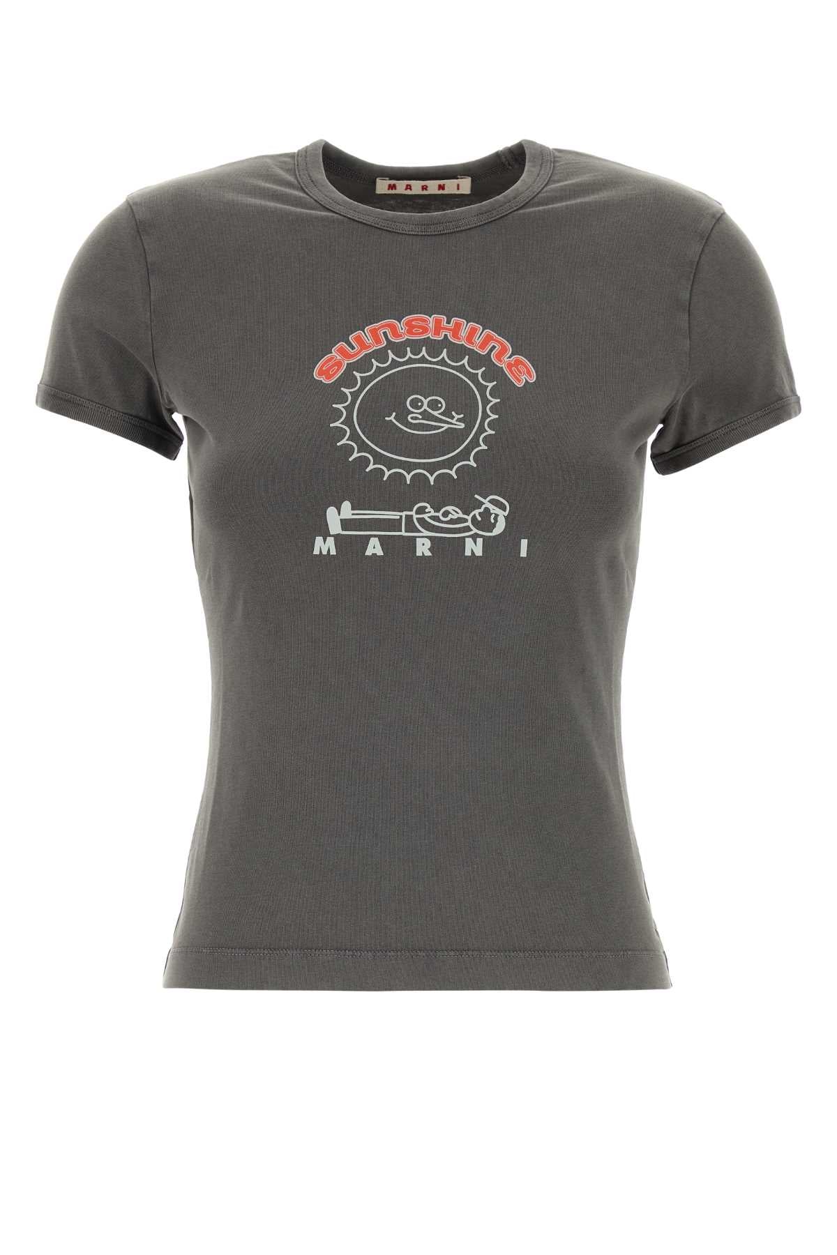Marni Women Dark Grey Cotton T-Shirt