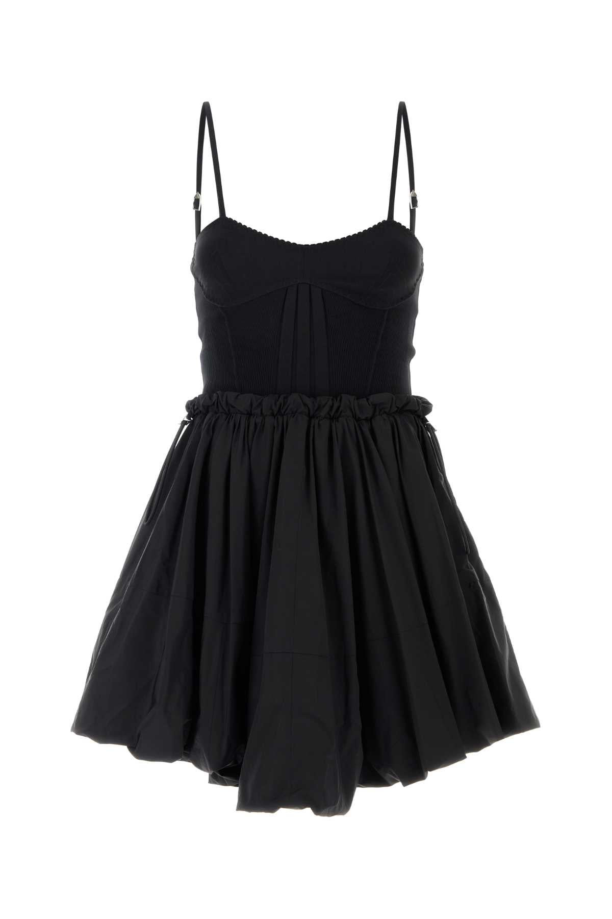 The Attico Women Black Jersey And Taffeta Dress