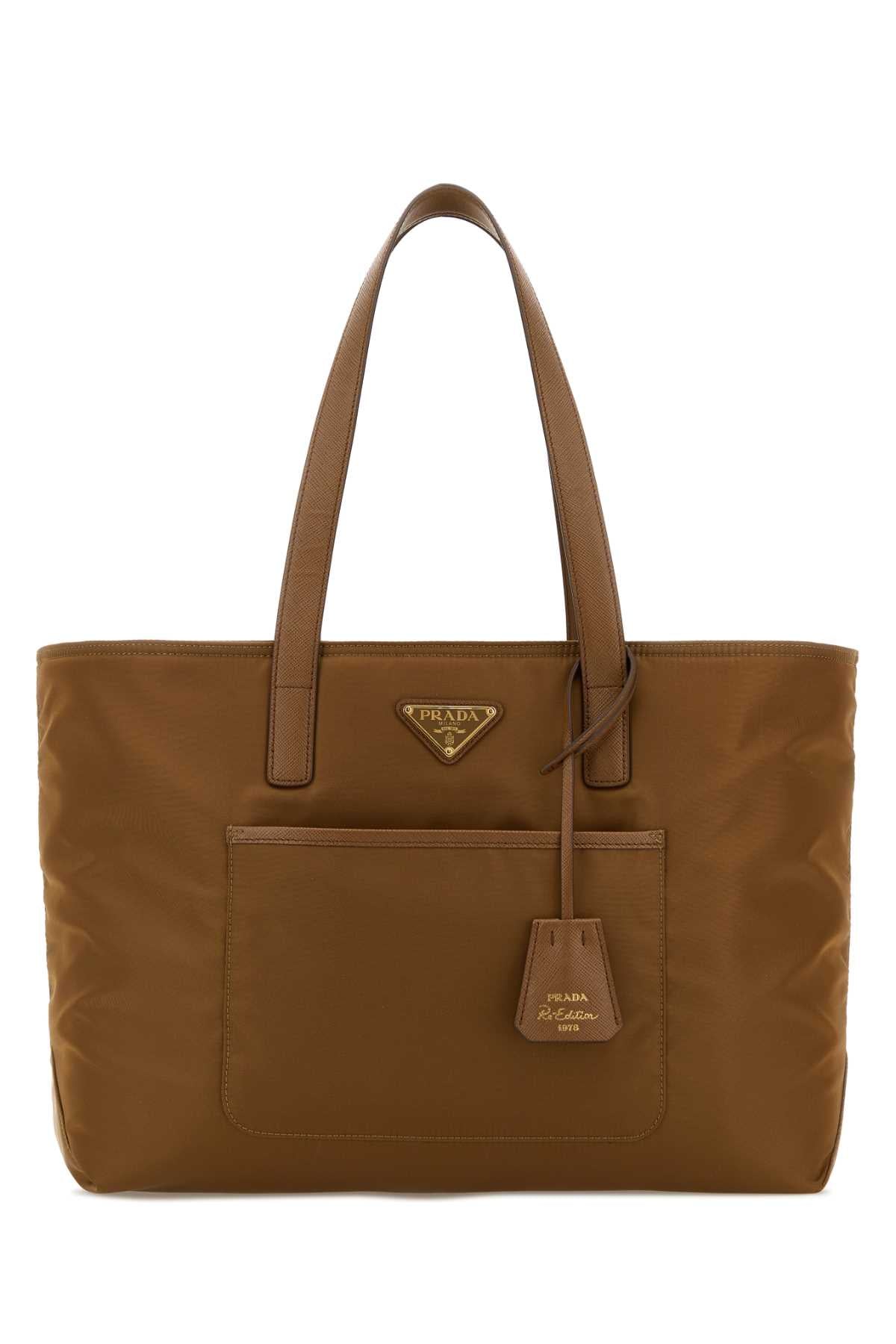 Prada Women Brown Re-Nylon Shopping Bag