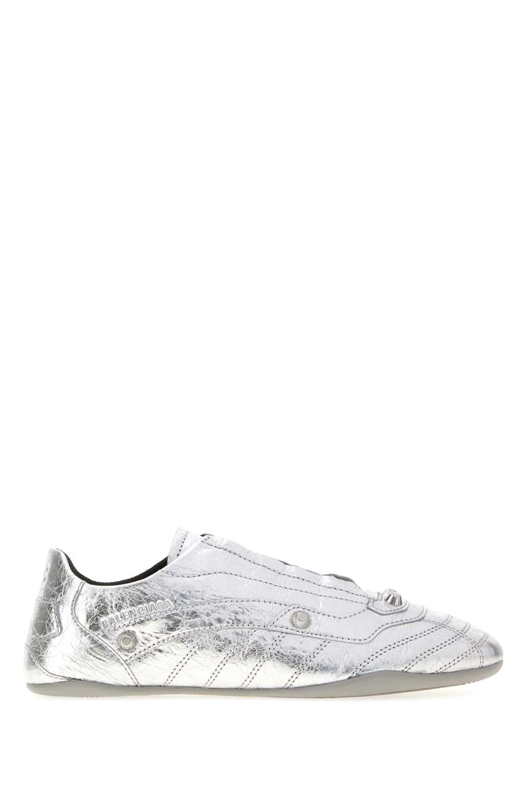 Balenciaga Women Silver Leather City Sneakers