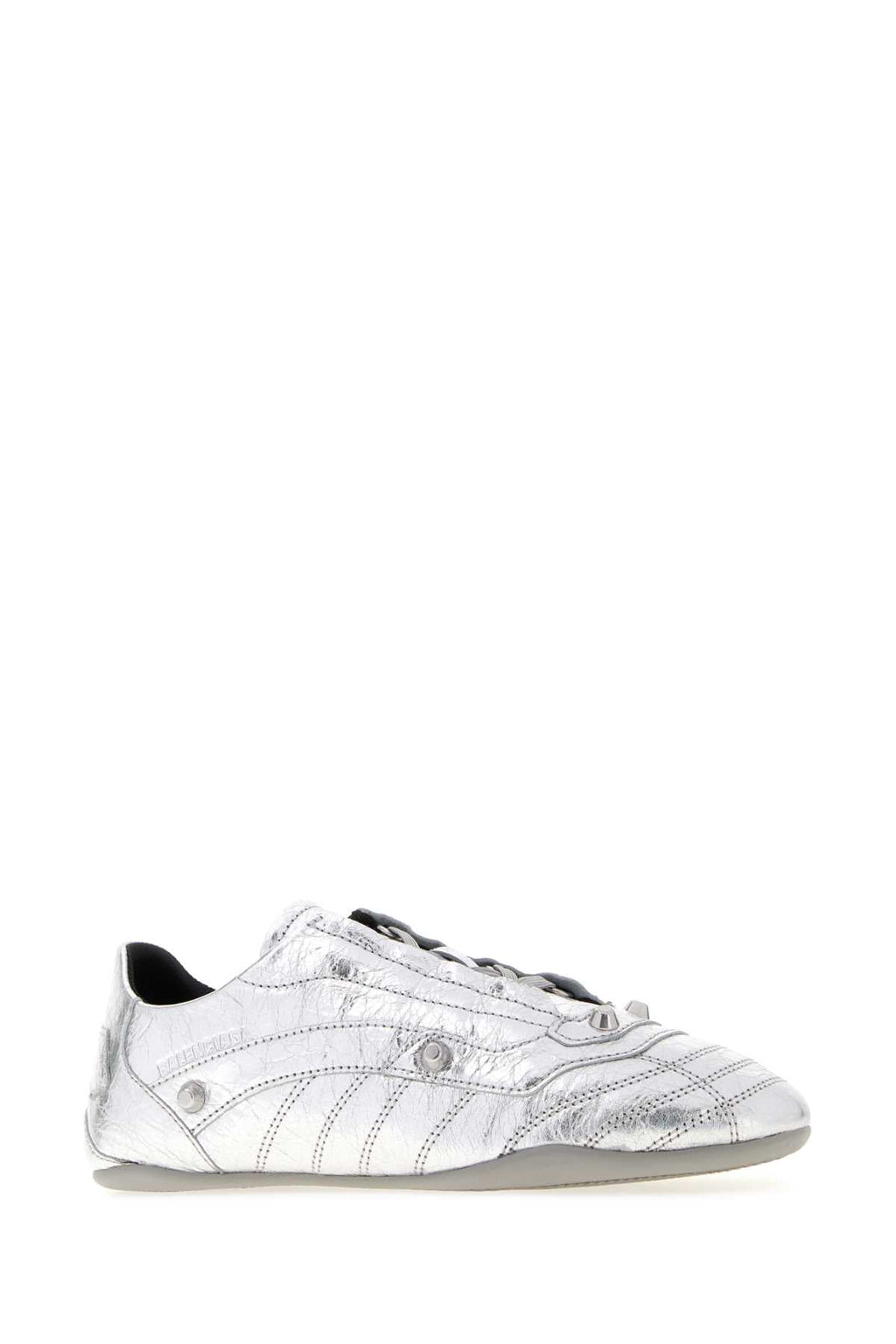 Balenciaga Women Silver Leather City Sneakers