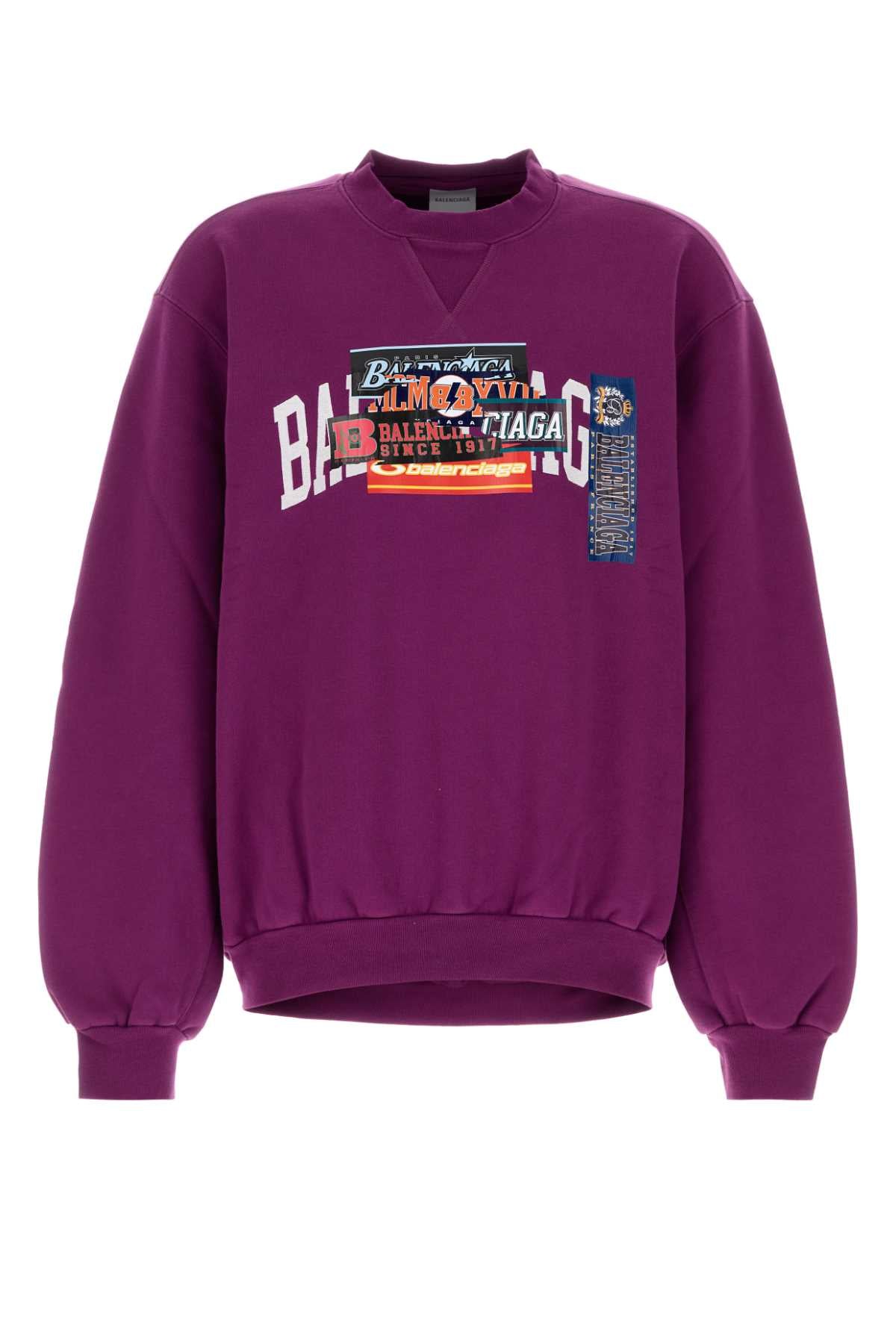 Balenciaga Men Purple Cottons Sweatshirt