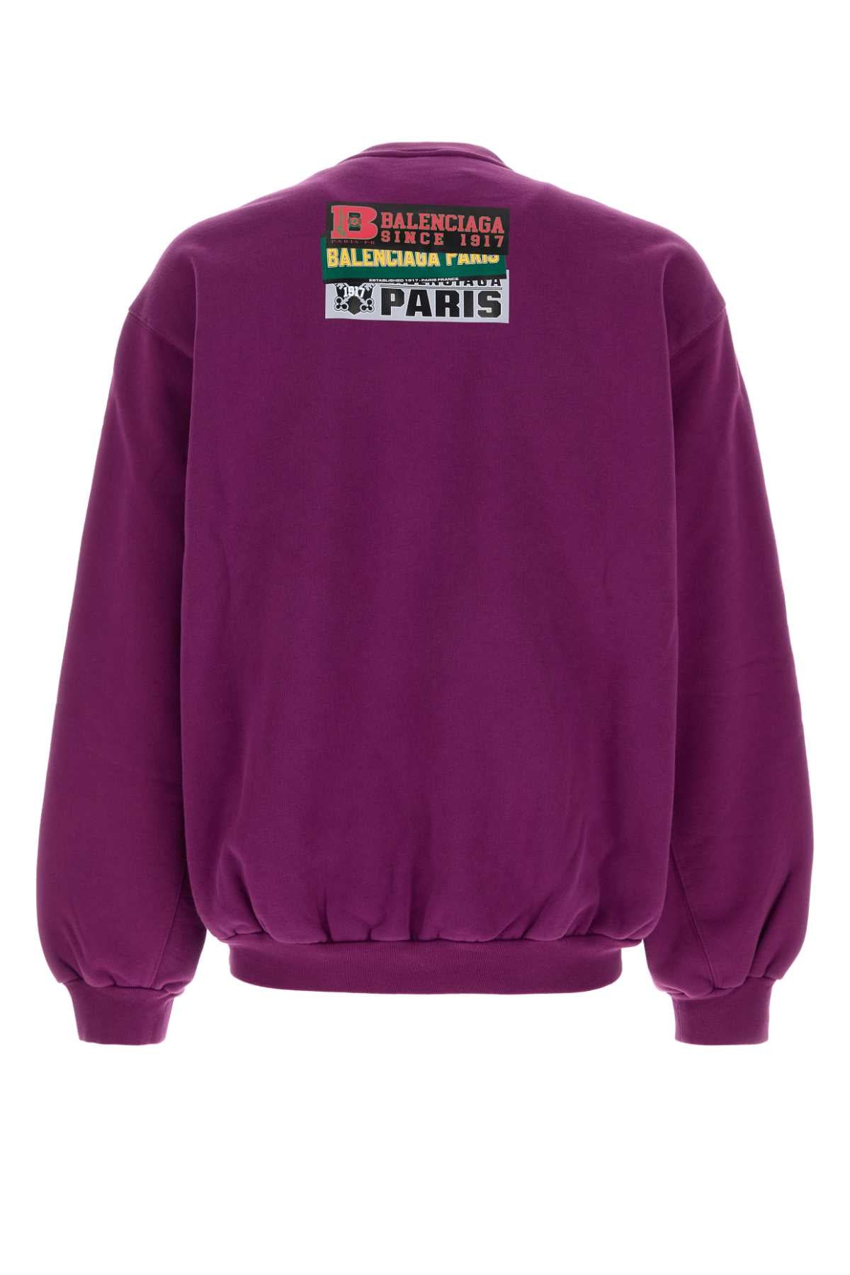 Balenciaga Men Purple Cottons Sweatshirt